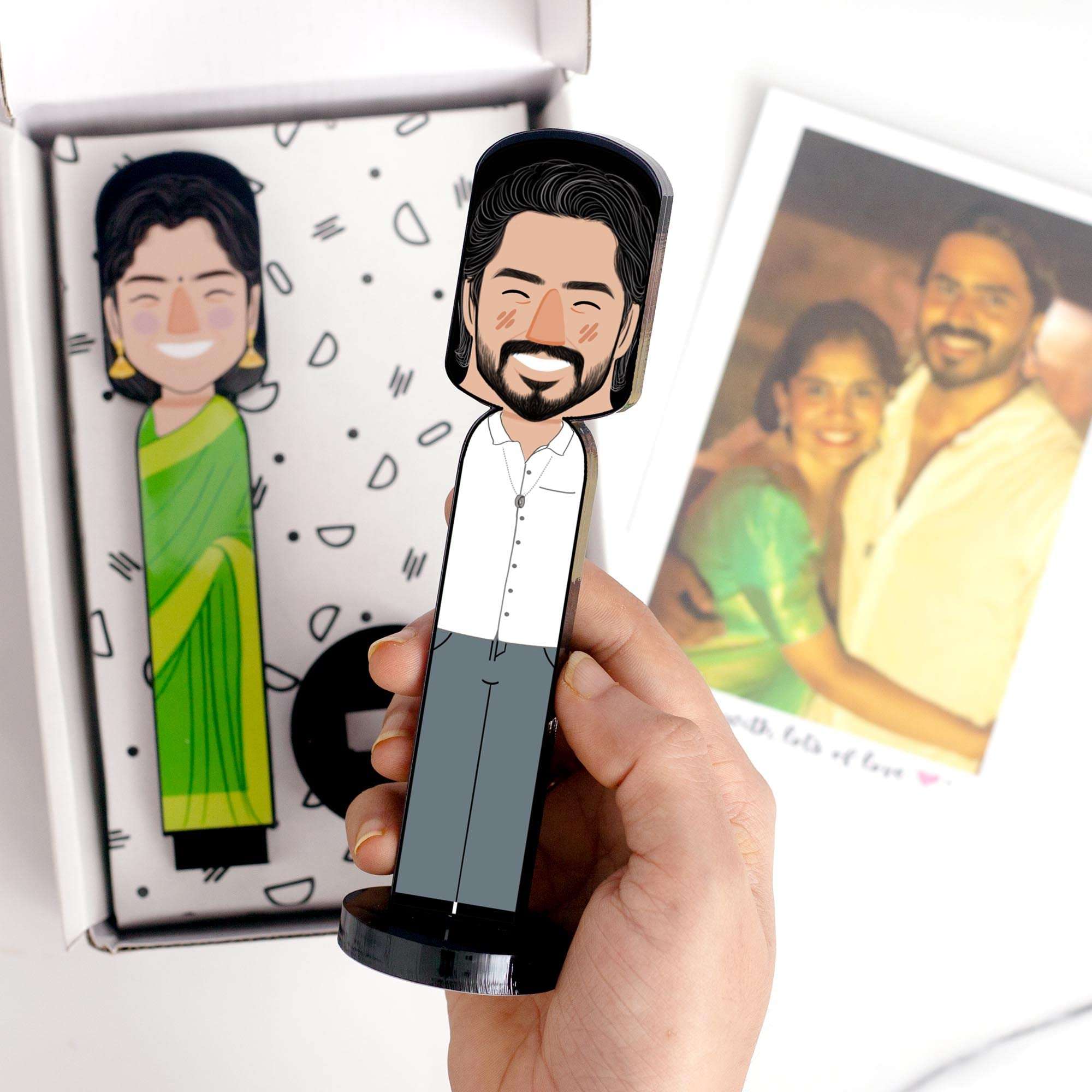 GULBONDA Personalized Miniature Figure (Set of 2), Gift for Anniversary, Birthday, Husband, Wife, Girlfriend | PMMA | Customized, (Size: 16x4x0.8 cms) 3