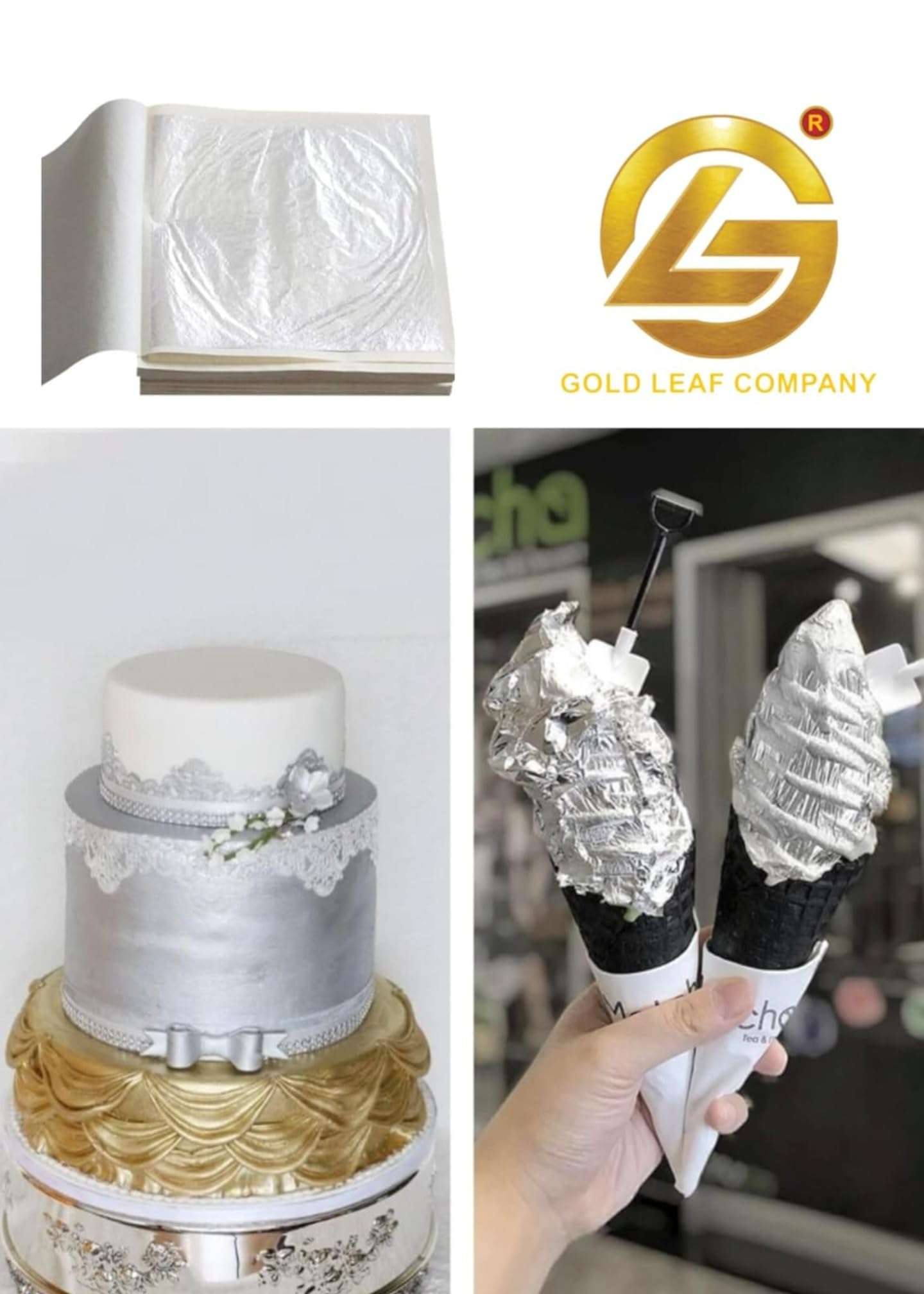 SGLS Edible Silver Leaves 15.pcs Vark,varakh,5"× 3"inches waraq for Sweets Decoration,Cakes Decoration,Jain Temple,ayurvedic madicine,face Facial spa,serums,chyawanprash etc 15.Sheets 4