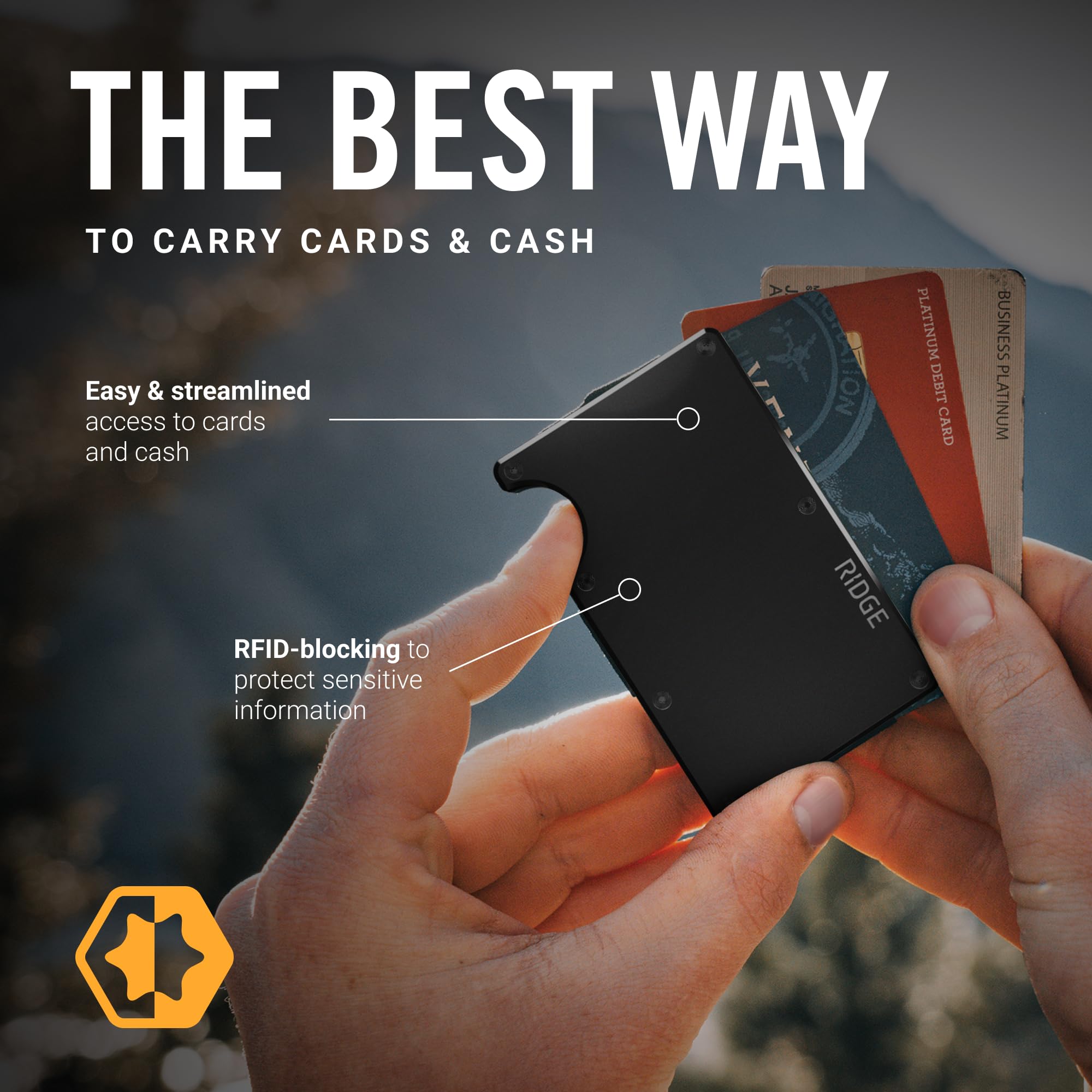Ridge Wallet for Men - Slim Minimalist Compact Wallet and Card Holder, RFID Protected Front Pocket Wallets for Men with Integrated Cash Strap (Royal Black) 3