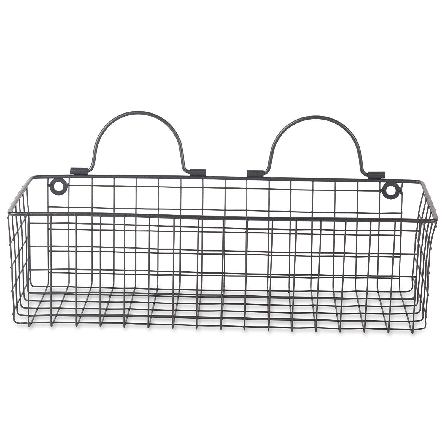 INDIAN DECOR 28727 Rustic Farmhouse Vintage Hanging Wall Mounted Wire Metal Basket, Set of 2 Small, Black 6
