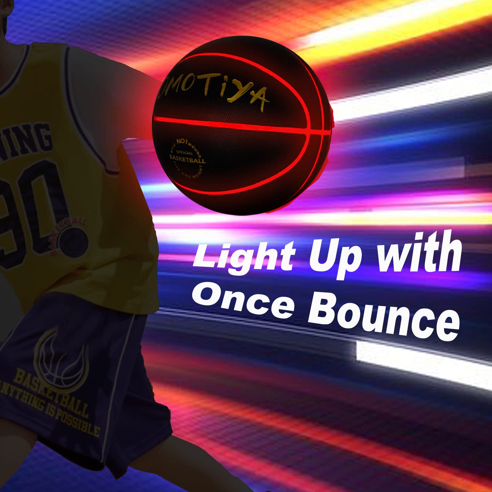 OMOTIYA Glow in The Dark Basketball, LED Light Up Basketball, Night Glowing Ball, Cool Sports Gear 8-12 Year Old, Toy Basketball Gifts Ideas & Games for Age 8, 9, 10, 11, 12, 13+ Kid Teens Boys Girls 6