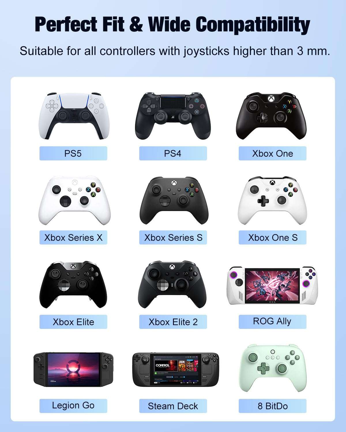 MoKo RGB Backlight Keyboard for PS5 Controller, Bluetooth Wireless Mini Gamepad Chatpad/10M Joystick Protector Ring Sticker Compatible with Steam Deck/PS Portal/ PS5/PS4/Xbox/ROG Ally/Legion Go/8 BitD 4