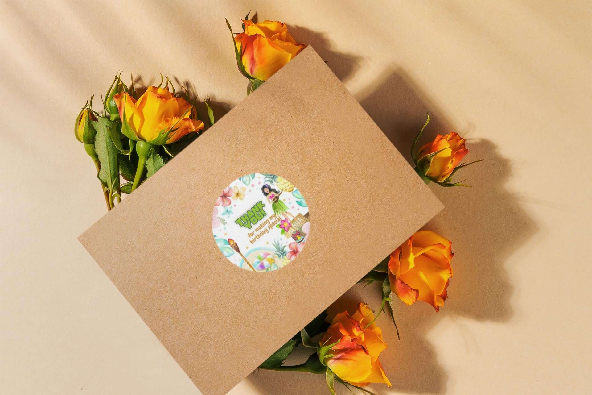 Aloha Theme- Thankyou Sticker (6 CM/Sticker/Mixcolour/24Pcs) 6