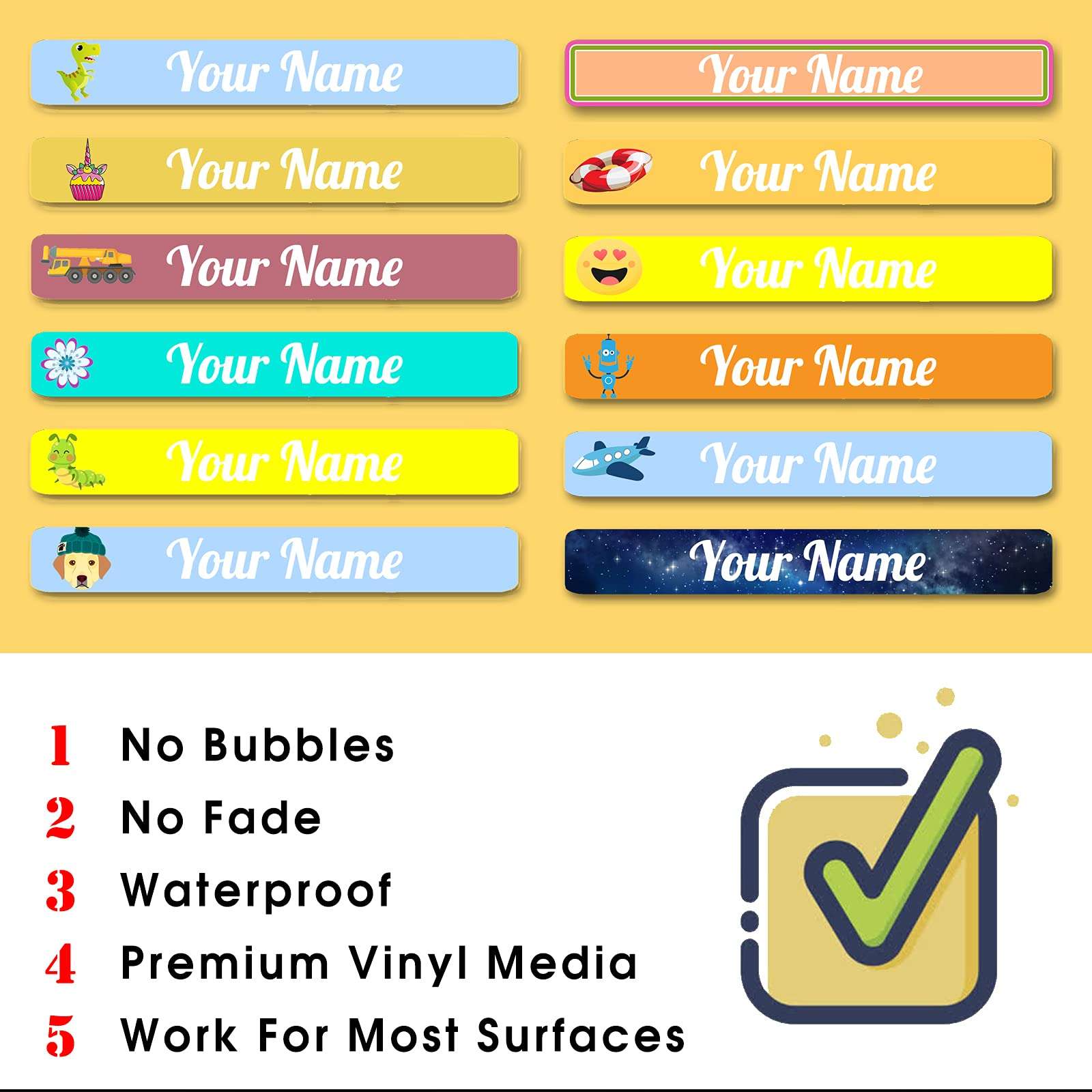100 Pcs Personalized Labels for Kids School Supplies Waterproof, Custom Name Stickers Kids Labels for Travel, Daycare, Stationery 3