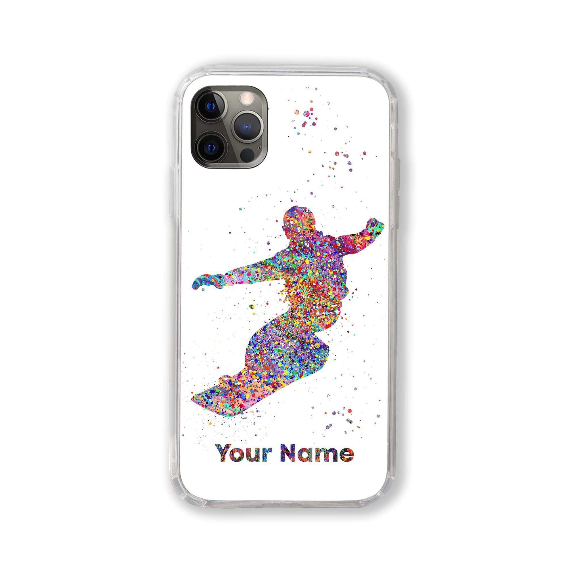 Snowboarding Boy Personalized Phone Case Custom Name Customized Text compatible with iPhone, Samsung and other models 3