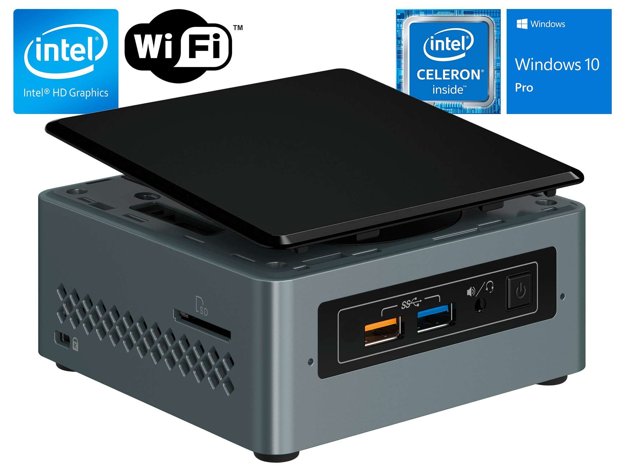 Intel NUC 6 Essential Kit (NUC6CAYH), Intel Celeron J3455, 4GB DDR3, 128GB SSD, 4k Support, Dual Monitor Capable, WiFi, Bluetooth, Windows 10 Professional 64Bit … (Celeron|Tall| 4GB Ram + 128GB SSD) 1