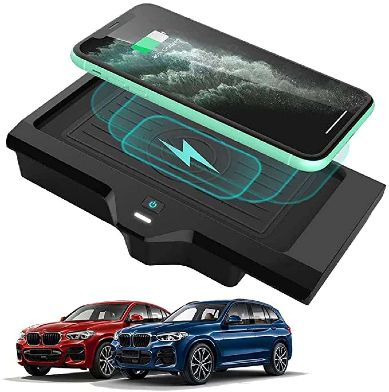 for BW X3 X4 2018-2020 Car Wireless Charging Board Pad,3 Coils Fast Phone Charge Mat Center Console Accessory Panel,Can Be Disassembled and Installed at Will Smart Car Wireless Charger 1