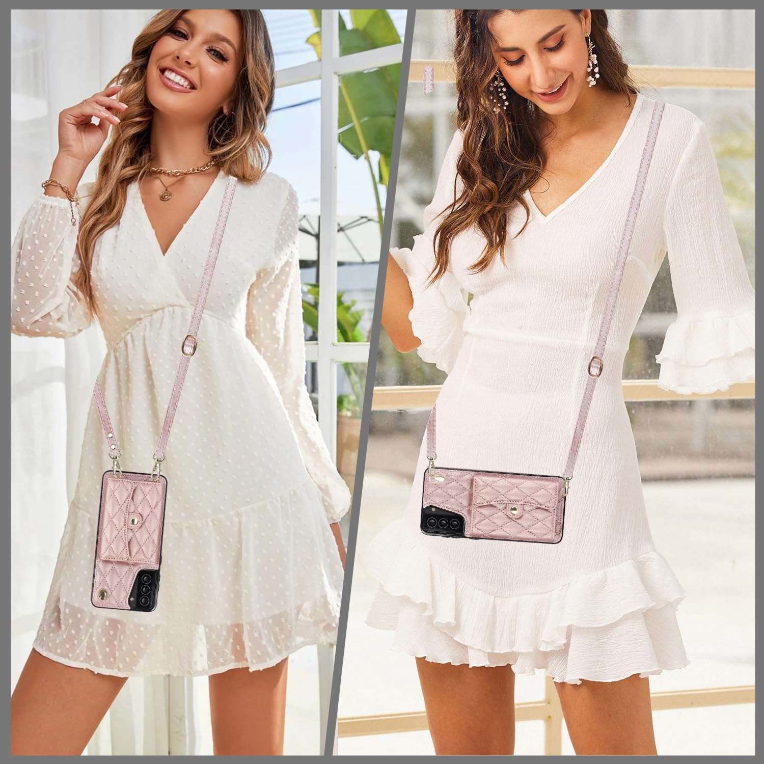 Asuwish Phone Case for Samsung Galaxy S21 Plus S21+ 5G Wallet Cover with Stand RFID Credit Card Holder Strap Lanyard Leather Cell Accessories S21+5G S21plus 21S + S 21 21+ G5 Women Girls Rose Gold 2