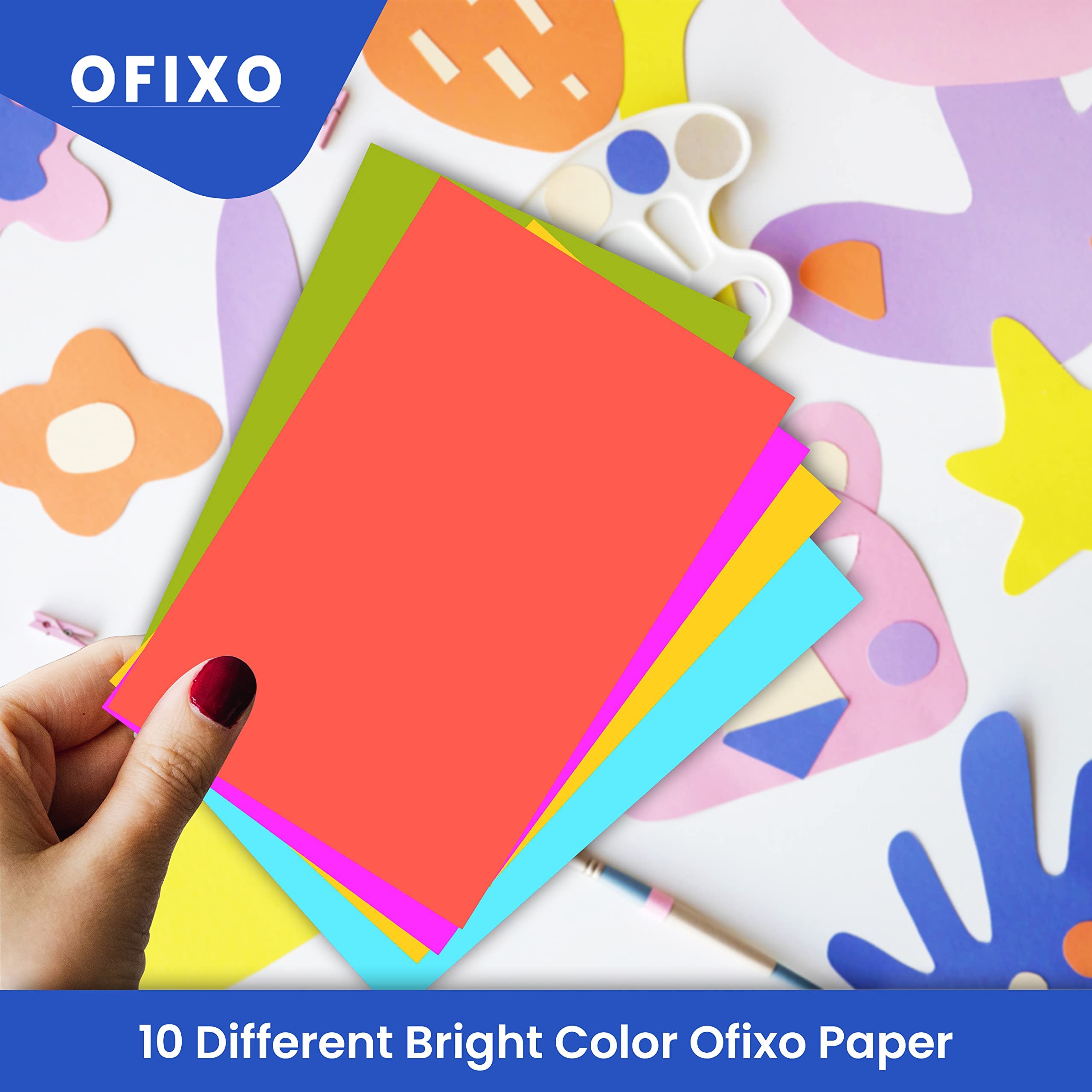 OFIXO A4 Multicolor, Bright, BIG/FULL Size, Chart/Pastel Sheets, Used in art and craft, collage, projects, posters etc. Plain color Sheets paper (150 GSM) 20 Pcs Color Sheet 4