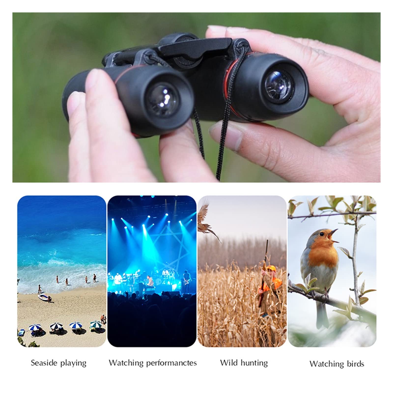 BROJAQ Binoculars 30x60 Adult Binoculars with Low Light Night Vision, Children's Bird Watching Hiking Wildlife Hunting Portable Pocket Anti-Fog Waterproof Binoculars Night Vision 4