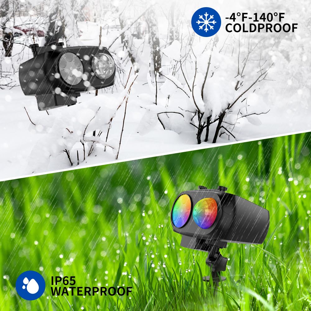Projector Lights Outdoor, HD Effect 2-in-1 LED Outdoor Projectors with Remote Control Timer, 3D Ocean Wave & 8 Patterns Waterproof Lanscape Lights for Indoor Valentine Xmas Halloween Holiday Party 6