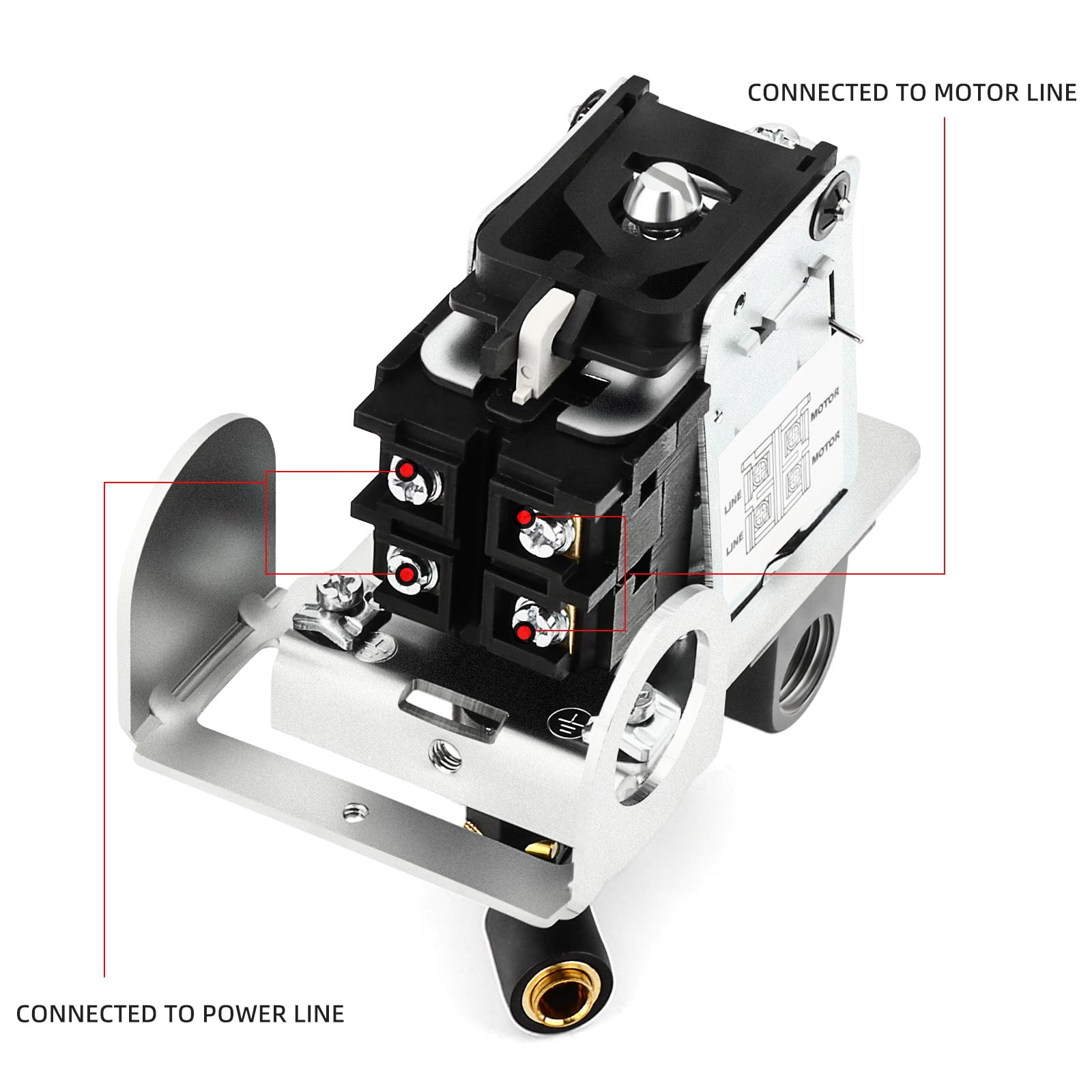 MEANLIN MEASURE Air Compressor Pressure Switch Control Valve 120-155 PSI 110V-240V 4-way Lateral Port Replacement Parts With 0-200 Psi Pressure gauge and Safety Pressure Relief Valve 6
