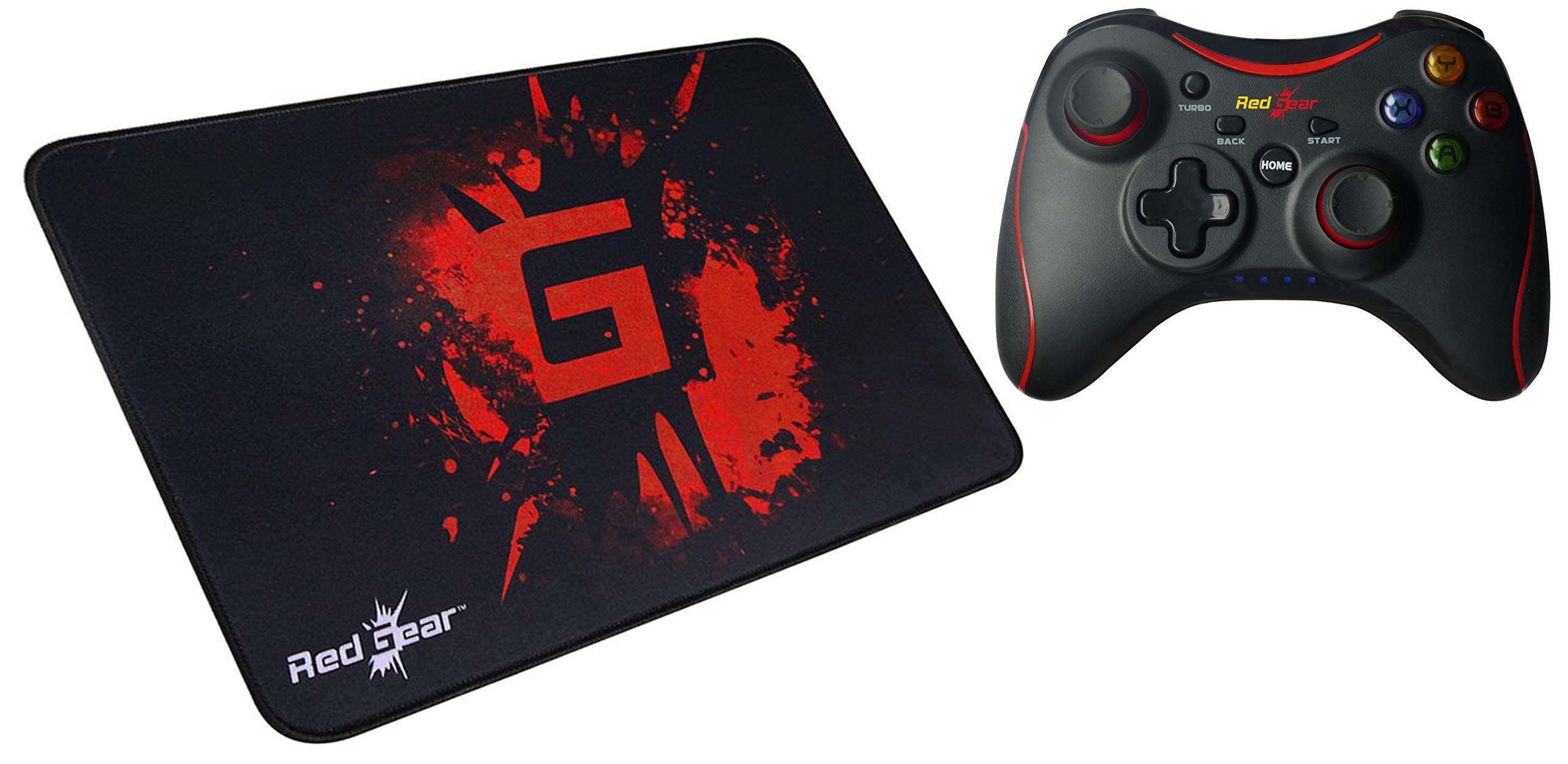 Redgear Pro Series Wired Gamepad Plug & Play Support for All PC Games Supports Windows/8/8.1/10 and Redgear MP35 Control-Type Gaming Mousepad (Black/Red) 1