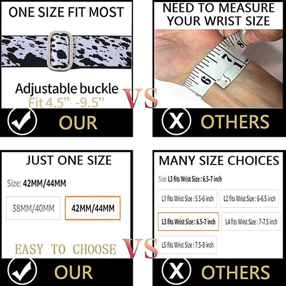 Elastic Apple Watch Bands Compatible with Apple Watch 38mm 40mm 42mm 44mm, Soft Stretch Elastics Wristbelt Replacement Wristband for iWatch Series 6/5/4/3/2/1 with Adjustable Buckle 4