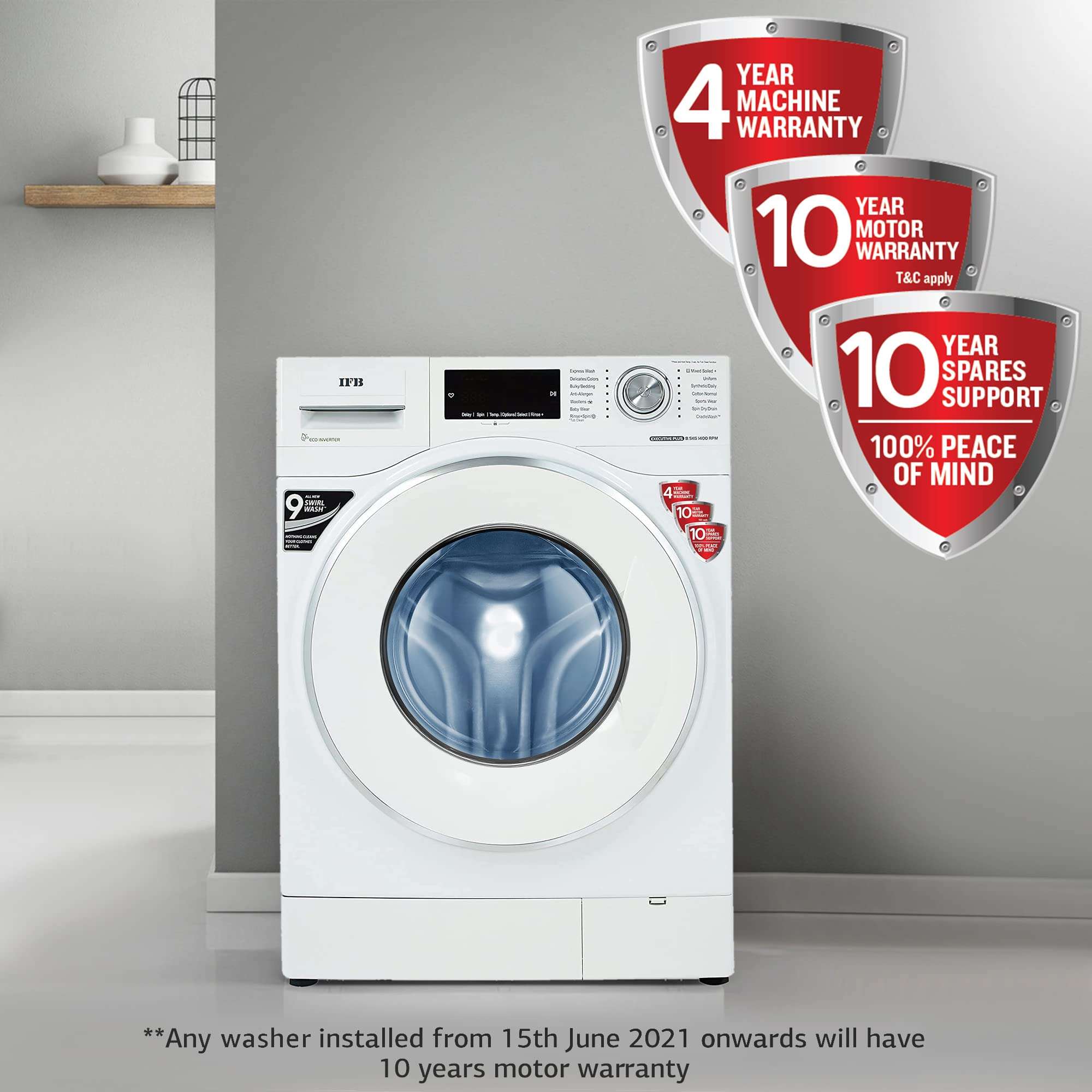 IFB 8.5 kg 5 Star Fully-Automatic Front Loading Washing Machine (EXECUTIVE PLUS VX ID, White, In-Built Heater, 4D Wash technology) 6