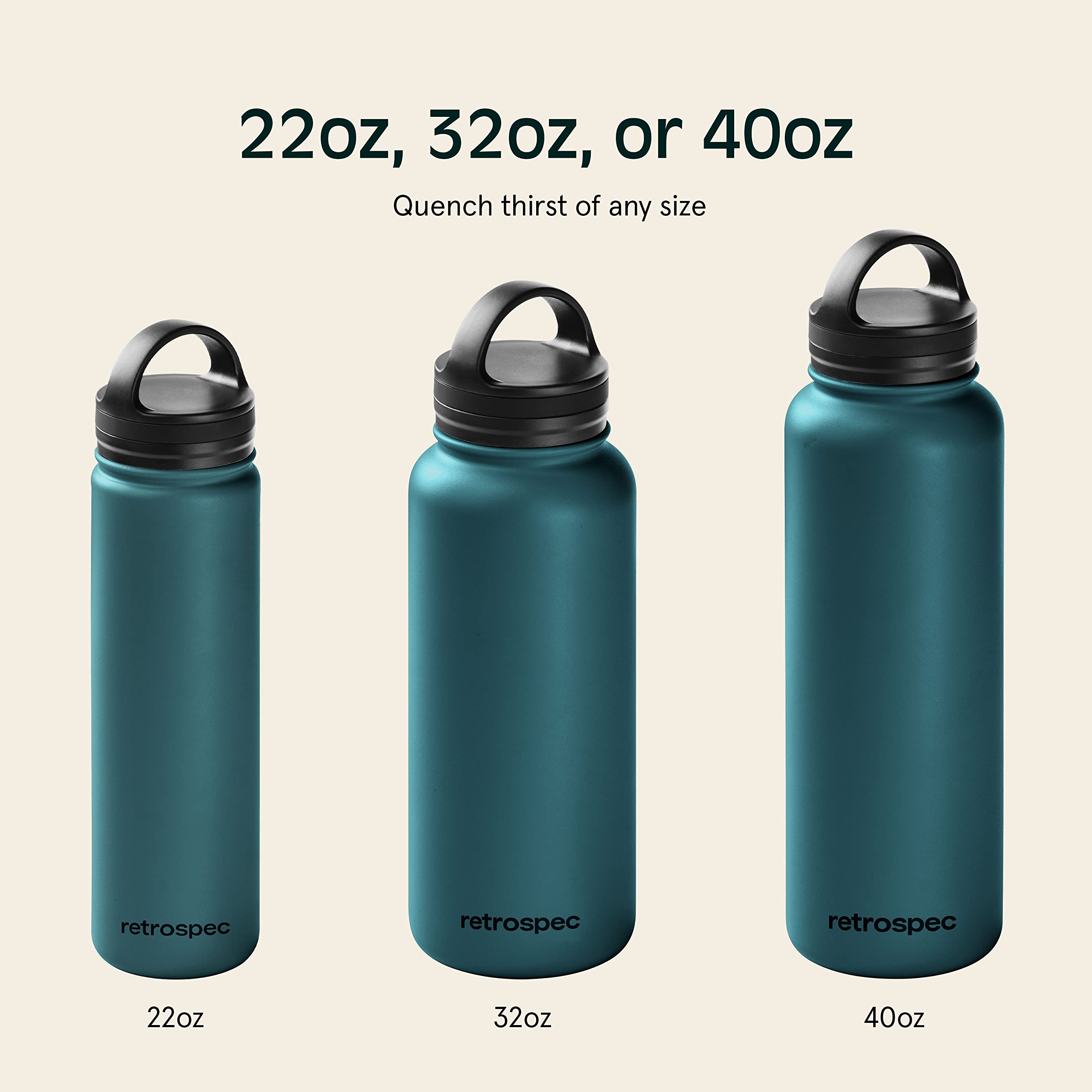 Retrospec Alder Insulated Water Bottle with Straw Lid & Handle Cap - Stainless Steel Wide Mouth Double-Wall Vacuum Insulated Thermos - BPA Free Leakproof Canteen - Superior Blue, 32oz 5