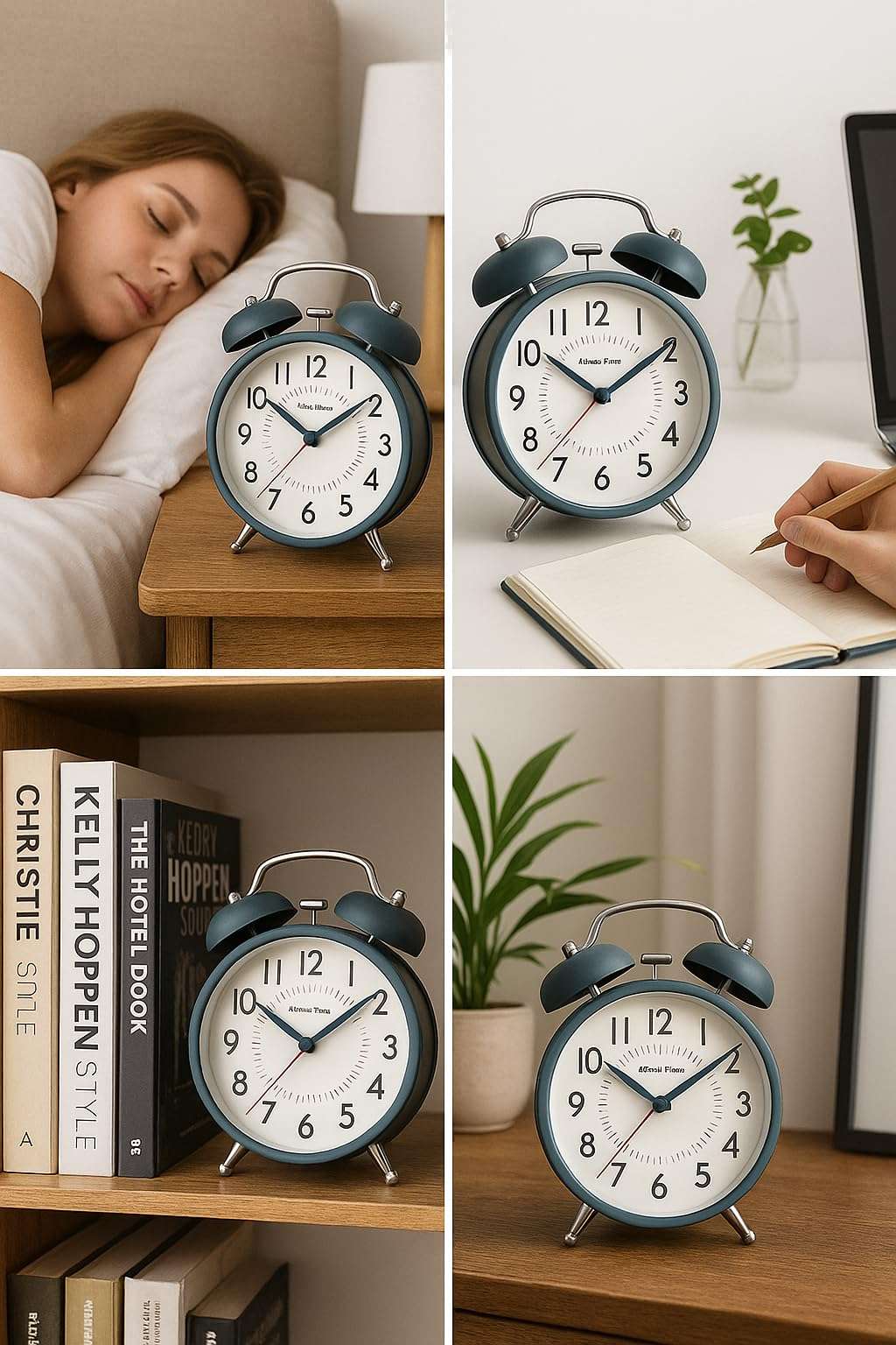 CBK Analog Alarm Clock for Heavy Sleepers Loud Clock for Adults,Metal 4.5 Inches Twin Bell Table Clock with Backlight Alarm Clocks for Students Decoration Bedroom/Office(Metalic Green Big) 5