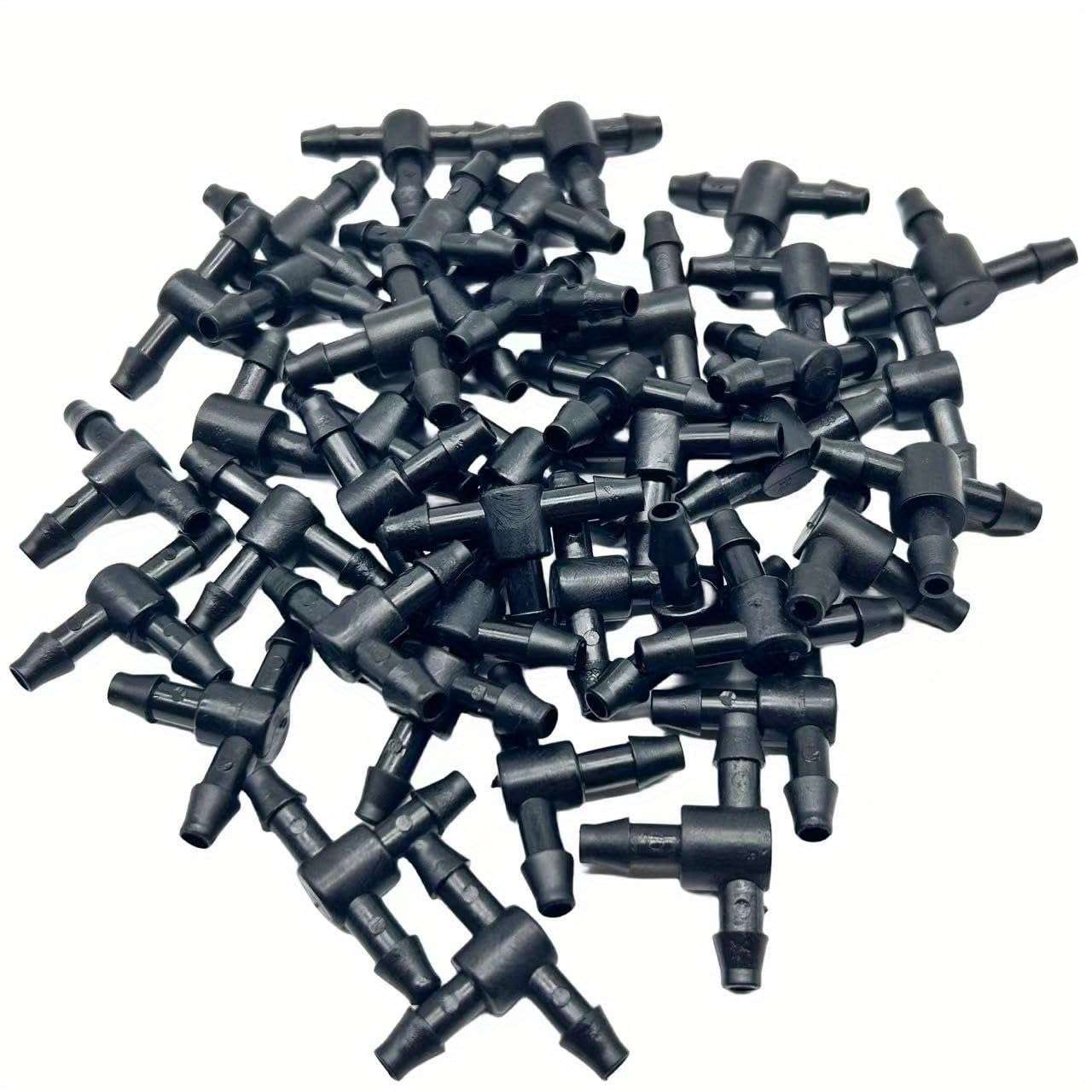 50Pcs Drip Irrigation Universal Connector 1/4 Inch Barbed Tee Tubing,Drip Irrigation Barbed Connectors 1/4''Tubing Fittings For Flower Pot Garden Lawn 5