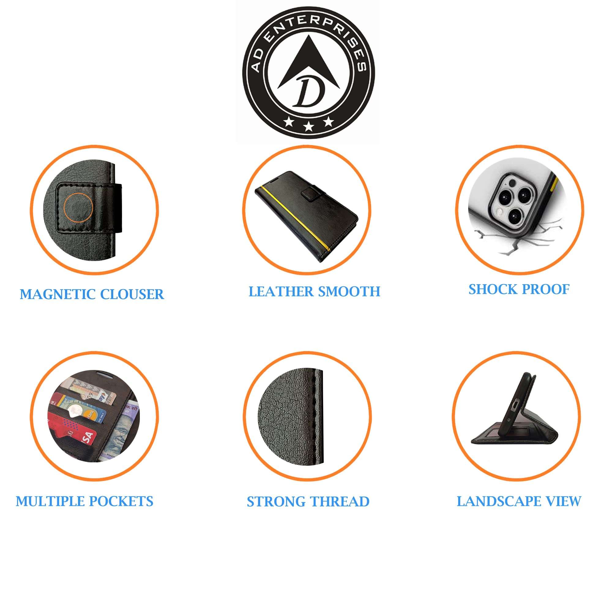 AD Enterprises Black GP Flip Cover for Redmi 9 Prime 5