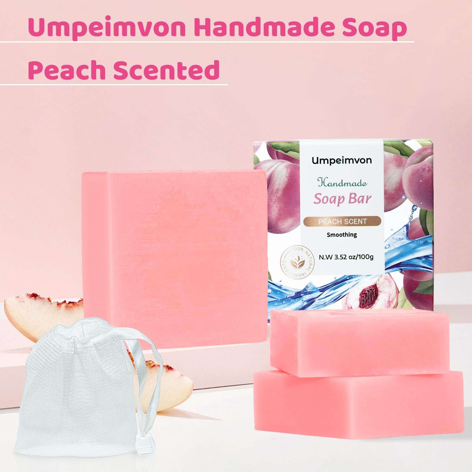 Umpeimvon 3 Pack Natural Bar Soap for Women & Men, Handmade Soap for Face Body, Body Bath Bars Cleansing & Moisturizing 3
