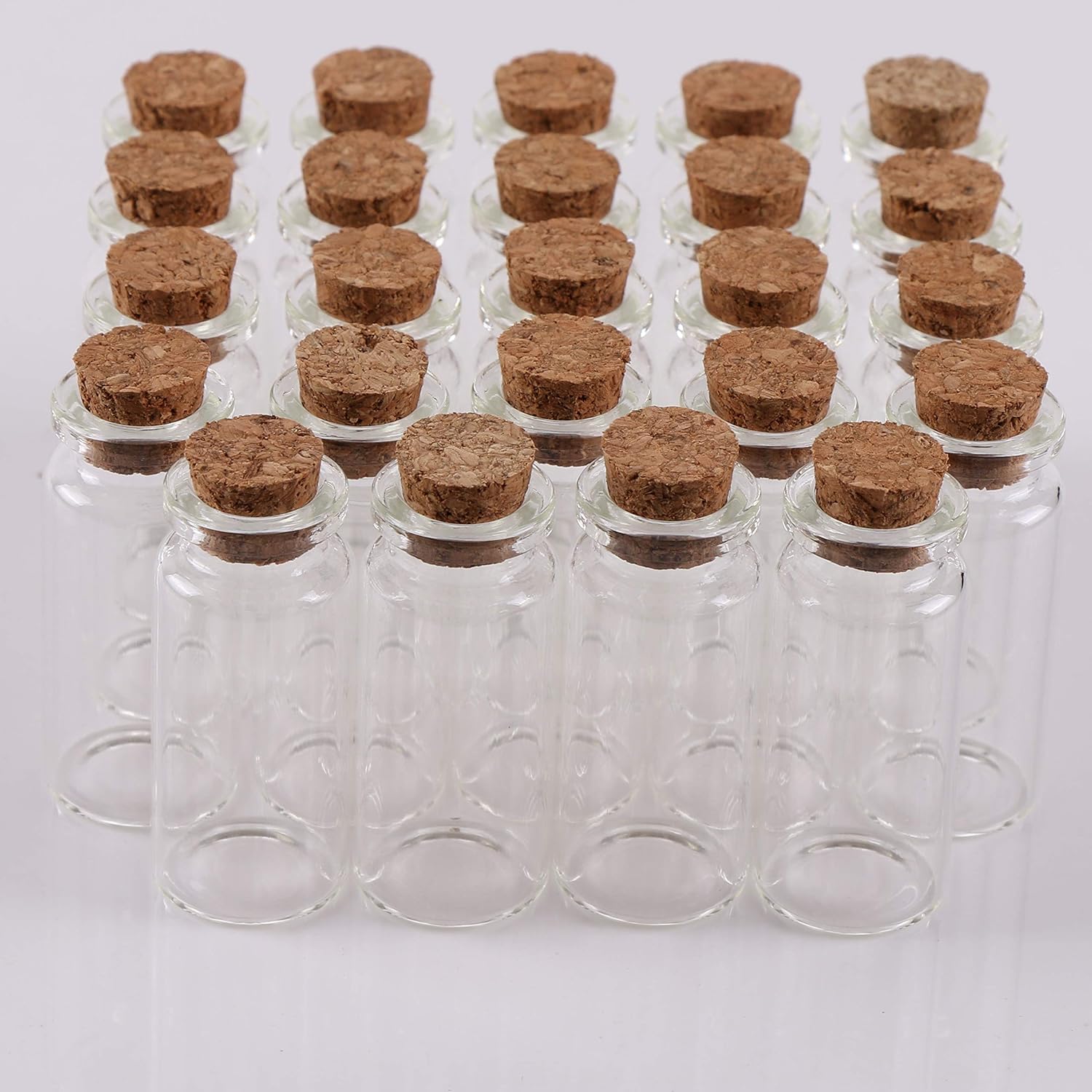 STORE 2508 24Pcs 10ml Glass Bottles Cork Stoppers DIY Decoration Mini Glass Vials Cork Message Glass Bottle Vial Cork, Small Glass Bottles Jars Corks for Wedding Party Favors 5