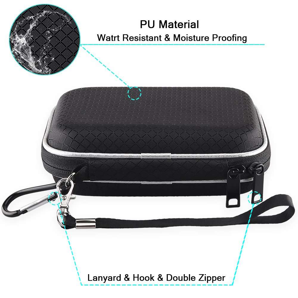 Lacdo Hard Drive Carrying Case for Western Digital WD My Passport/WD Elements/My Passport Ultra Portable External Hard Drive 1TB 2TB 3TB 4TB 5TB 6TB USB 3.0 2.5 inch HDD Travel Bag, Black 4