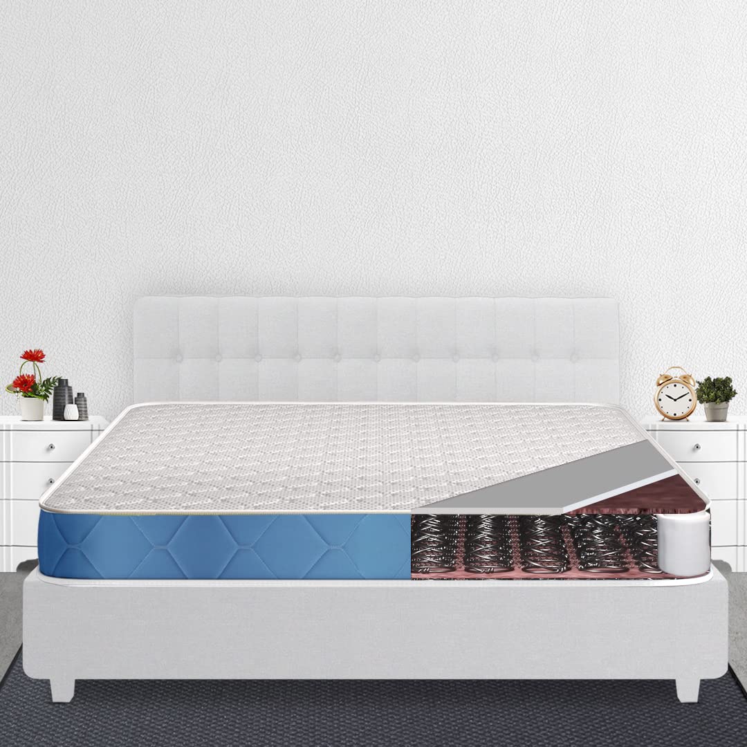 SleepX Ortho Bonnell Spring, Quilted Memory Foam 6-inch King Bed Size Mattress (Blue, 75x72x6 inch) 1