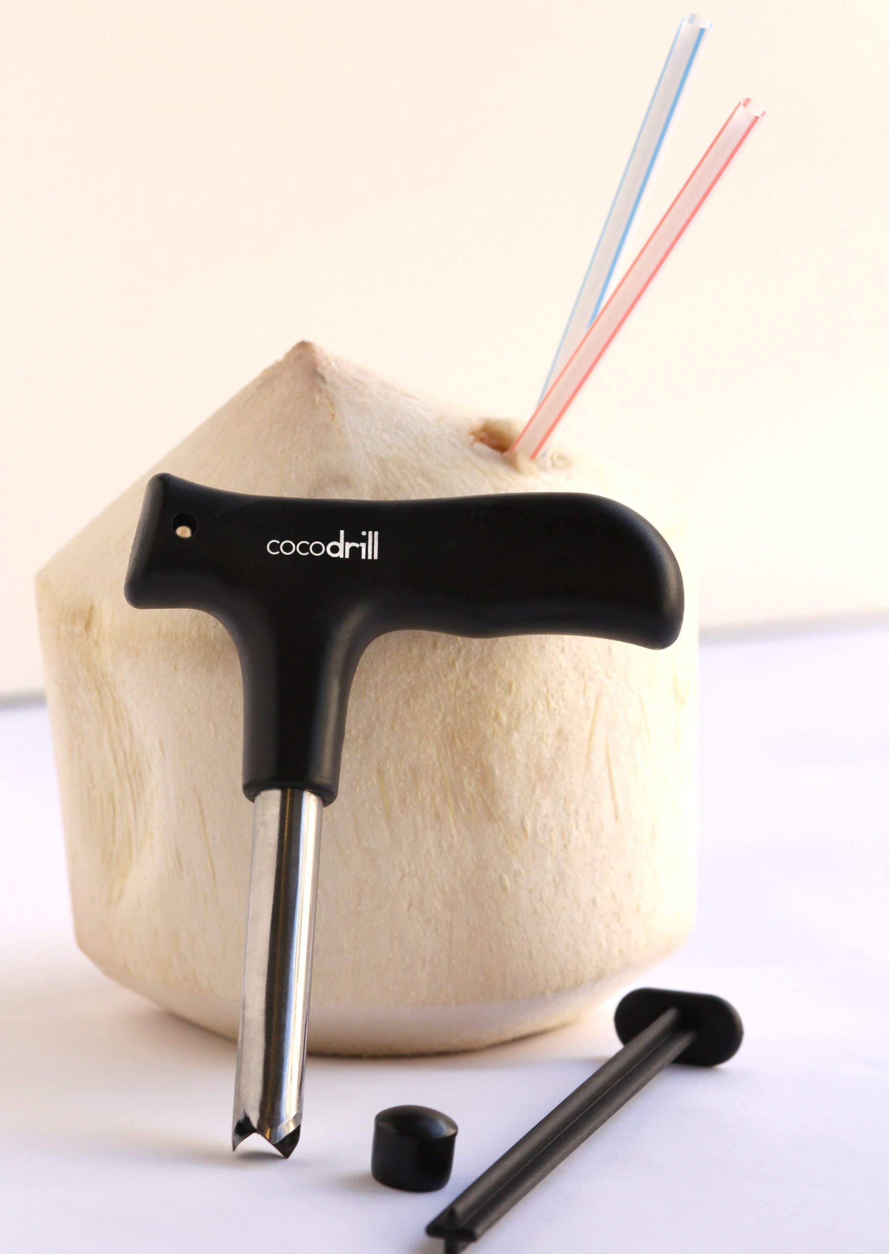 CocoDrill Coconut Opener +2 Nut Milk Bags COMBO - Open Tap Coco Water, Fresh Tool, extractor + Raw Food Mylk Strainer Sifter sprouting 4