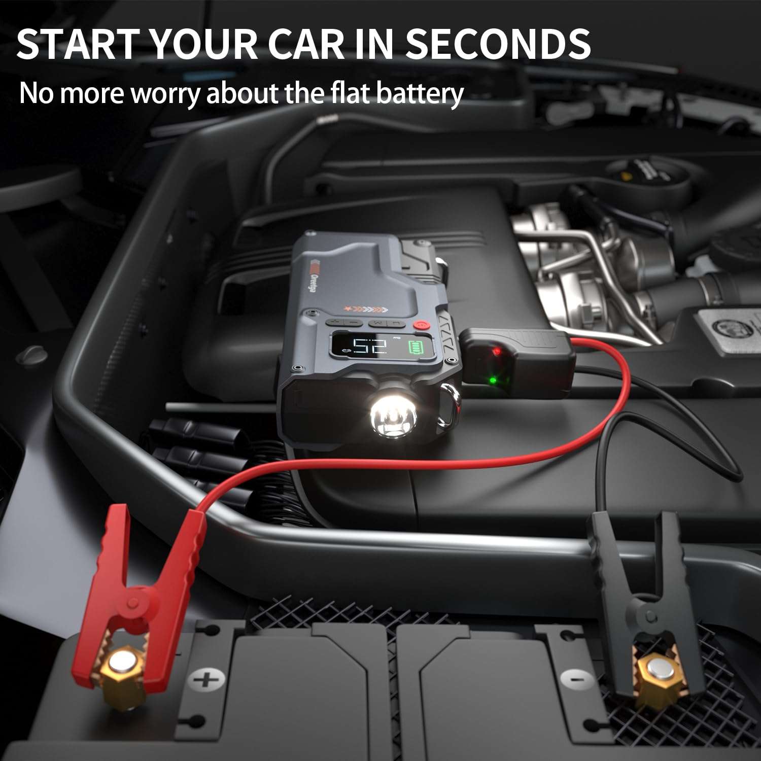 5000A Jumper Starter with Air Compressor & 9000A Car Battery Booster Jumper Box, 150PSI Car Tire Inflator Air Pump for All Gas/16.0L Diesel 6