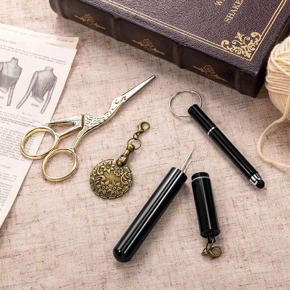 Vintage Sewing Kit with Scissors – European Style Embroidery Needlework Set for Cross Stitch, Needle, Thread & DIY Crafts, Portable Antique Case for Adults & Beginners, Sewing Tools & Accessories 3
