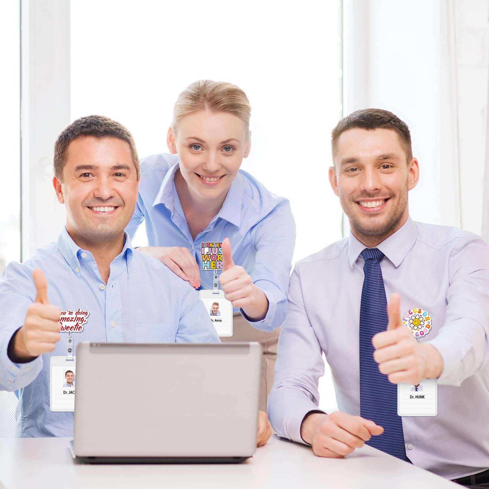 Suncalla 48 Pcs Funny Positive Badge Reels Bulk Cute Retractable ID Holder Clip Name Tag Badge Reels Funny Nursing Gifts for Medical Staff Nurses Doctors Employees Fun Message Accessories 6