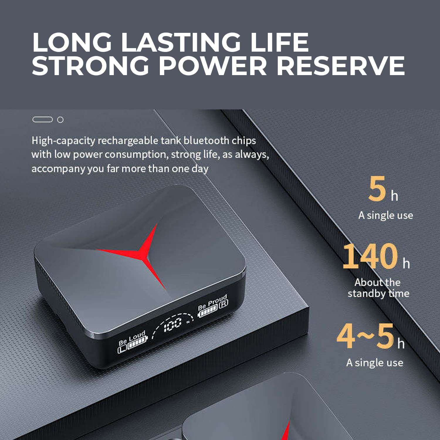 MOOZMOB TWS M90 Earbuds with Touch Control and Dual LED Charging Display, 140H Playtime Wireless Headphones with Noise Cancellation Gaming TWS Earphones (Black, 1 Pair) 6