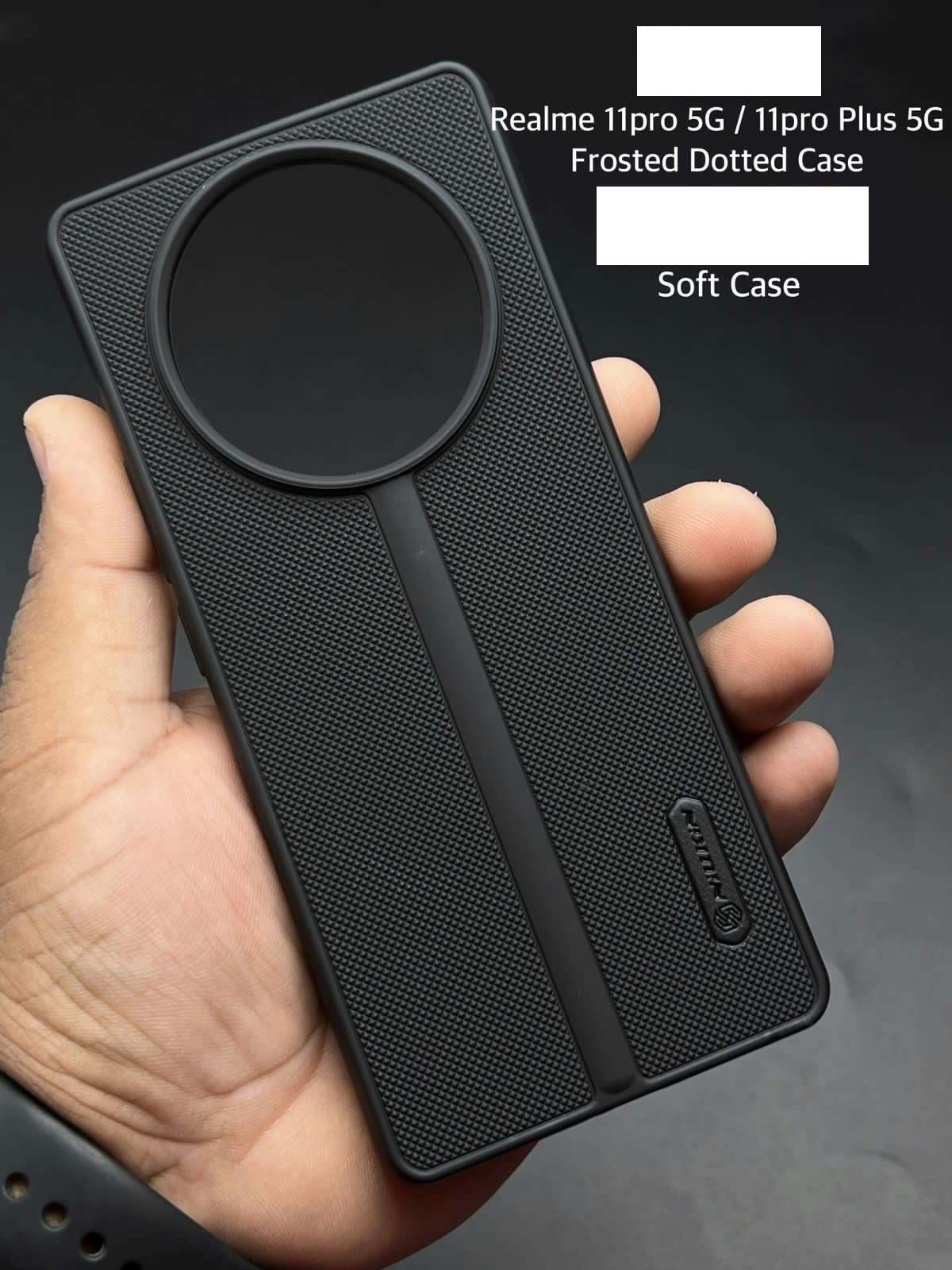 ZARALA Compatible For Realme 11 Pro Plus Super Frosted Shield Pro Back Silicone Soft Mobile Case For Realme 11 Pro Dotted Slim-Fit Design Tpu Shockproof Cove,Black 6