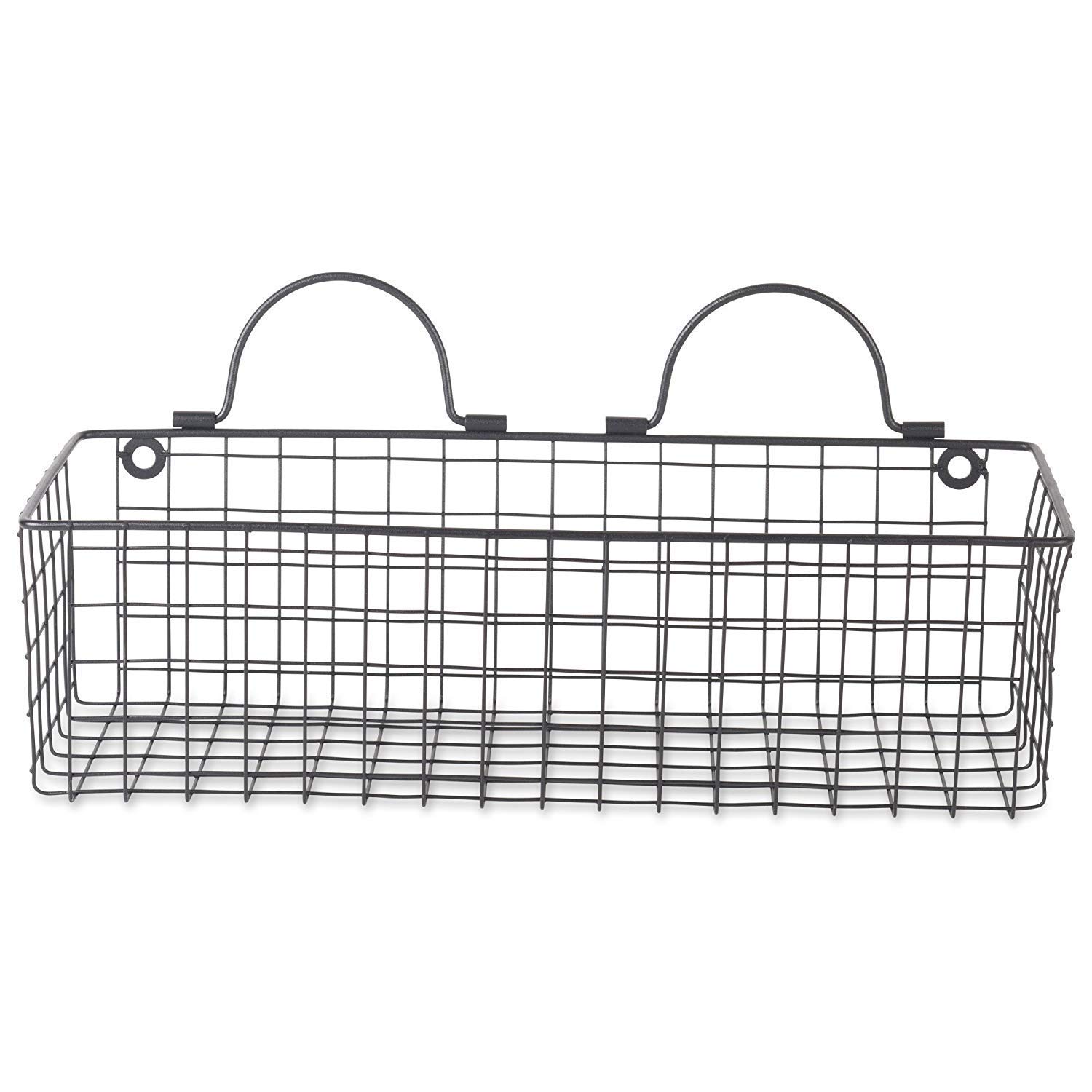 INDIAN DECOR . 28727 Wire Metal Classic Farmhouse Vintage Hanging Wall Mounted Basket (Small, Black) - Set of 2 4