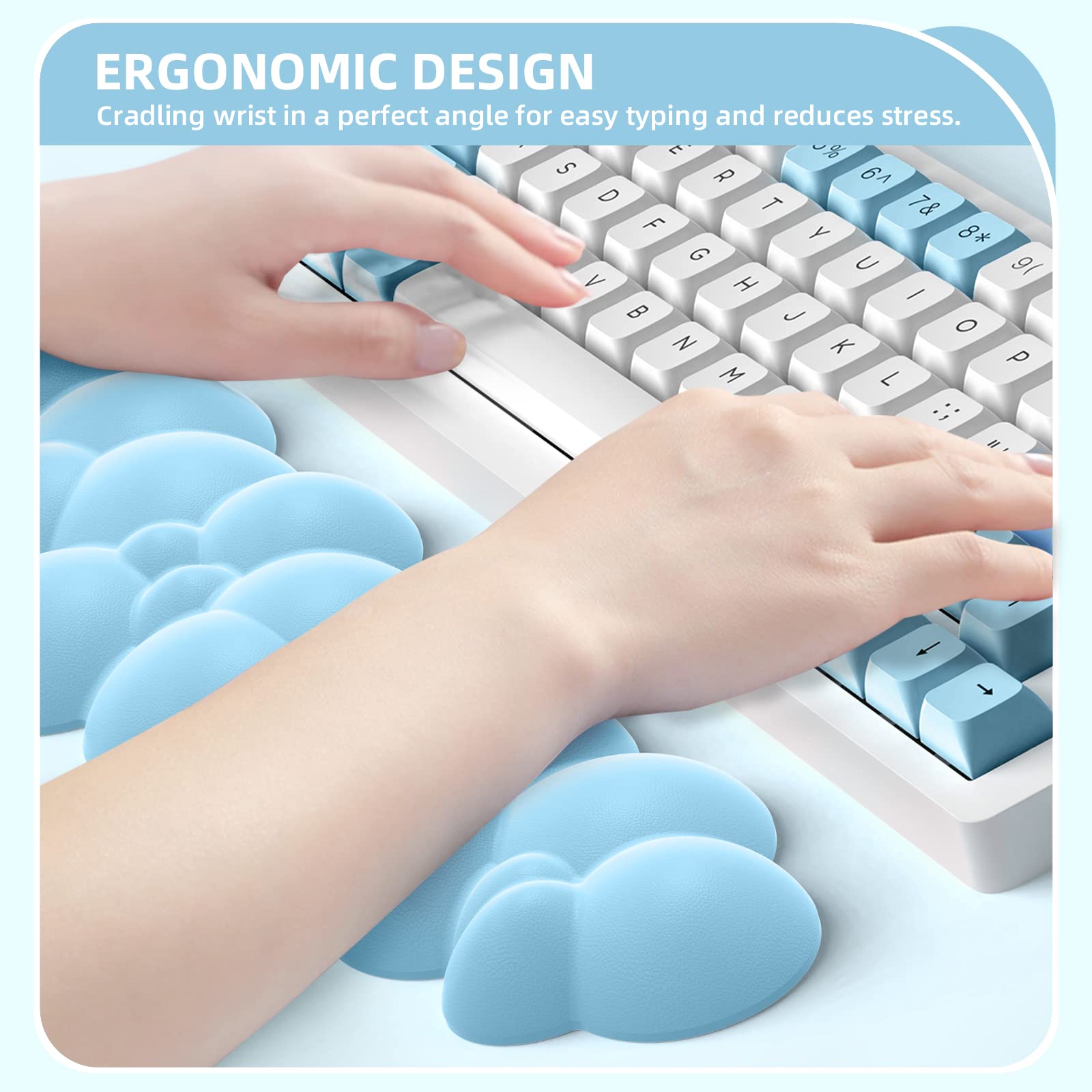 Keyboard Wrist Rest and Mouse Pad with Wrist Support, Ergonomic Gel Wrist Rest for Computer Keyboard and Mouse Pad + Coaster Set, Perfect for Home Office, Easy Typing & Pain Relief Mouse Mat 5