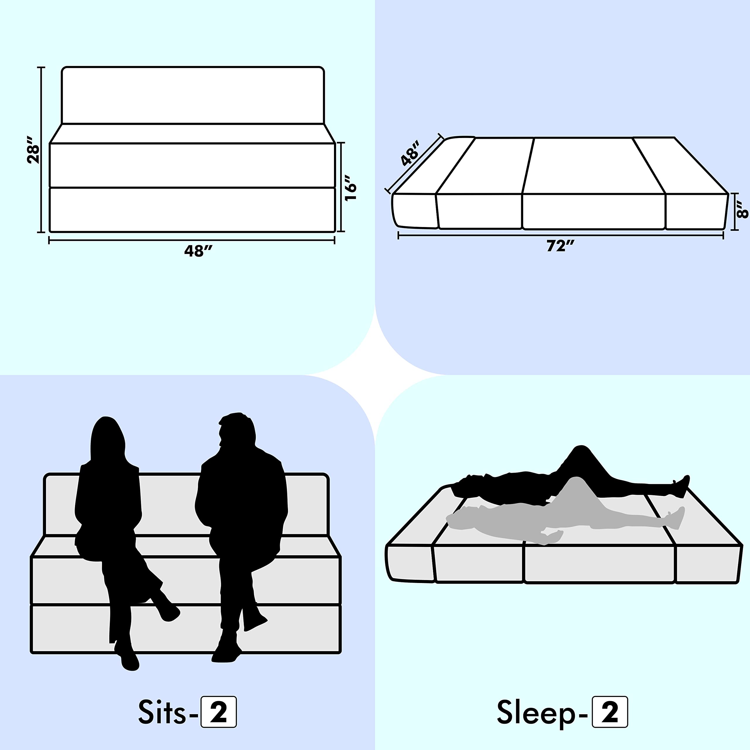 TRENDY VIBES | 2 -Seater, Black Color | Folding Sofa Cum Bed & Mattress - Perfect for Guest Home & Office -4X6 Feet 5