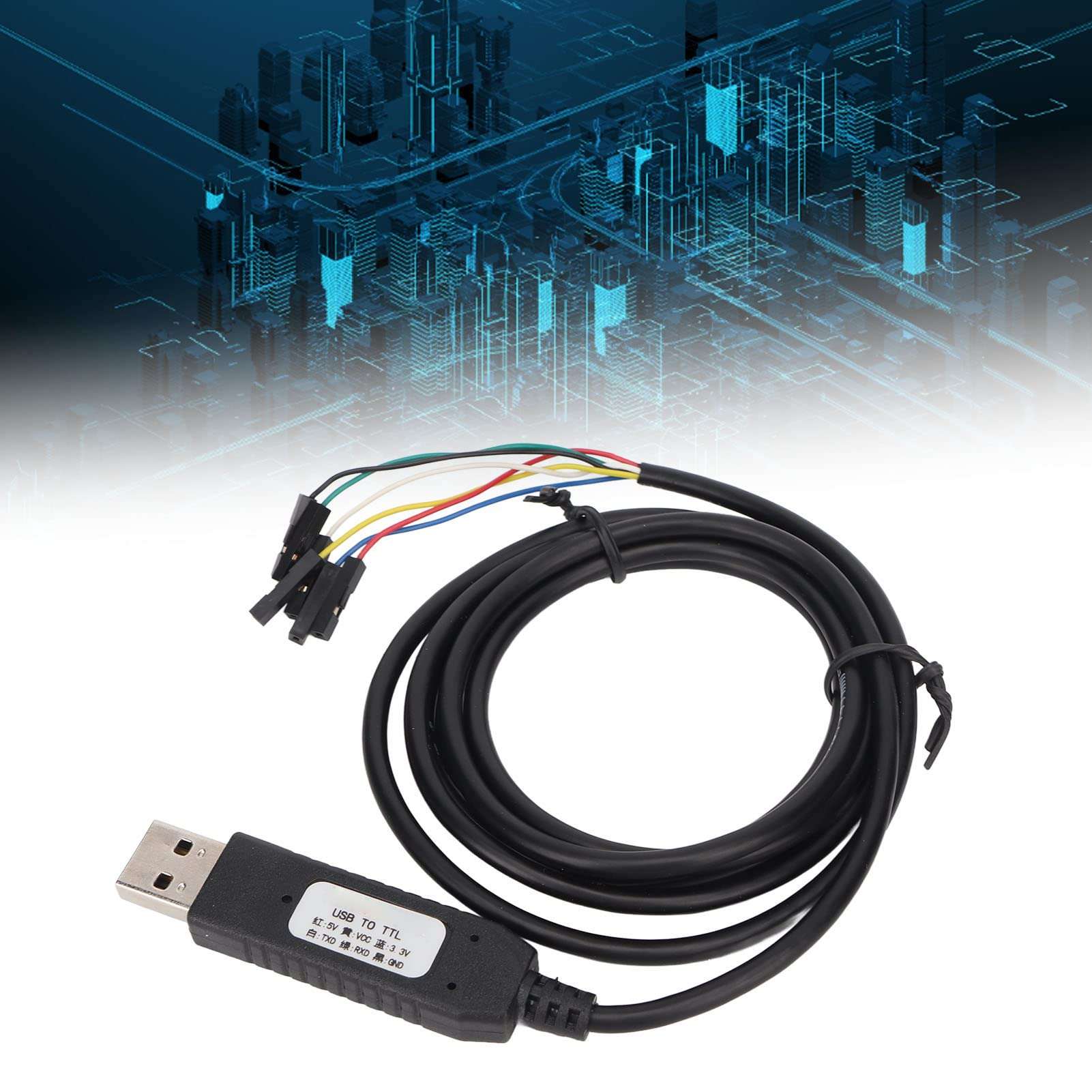 Zunate USB to TTL Serial Cable, 50bps to 2Mbps, Selection, 3 Color Indicators, ABS Material, Compatible with Satellite Set Top Box, Router, Hard Disk 3