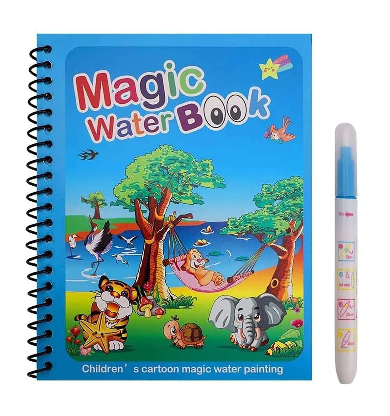 Eco Shopee SHOPPING SIMPLIFIED Magic Water Coloring Drawing Painting Books Doodle Coloring Children Reusable Baby Drawing Book with Pen MWB1 (Pack of 9) 1