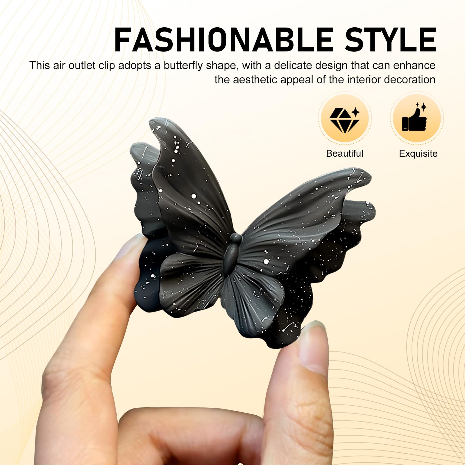 Foelony Elegant Butterfly Air Vent Clip, Dashboard Air Outlet Clip, Romantic Car Interior Vent Decoration, Universal for Most Cars (Black White) 6