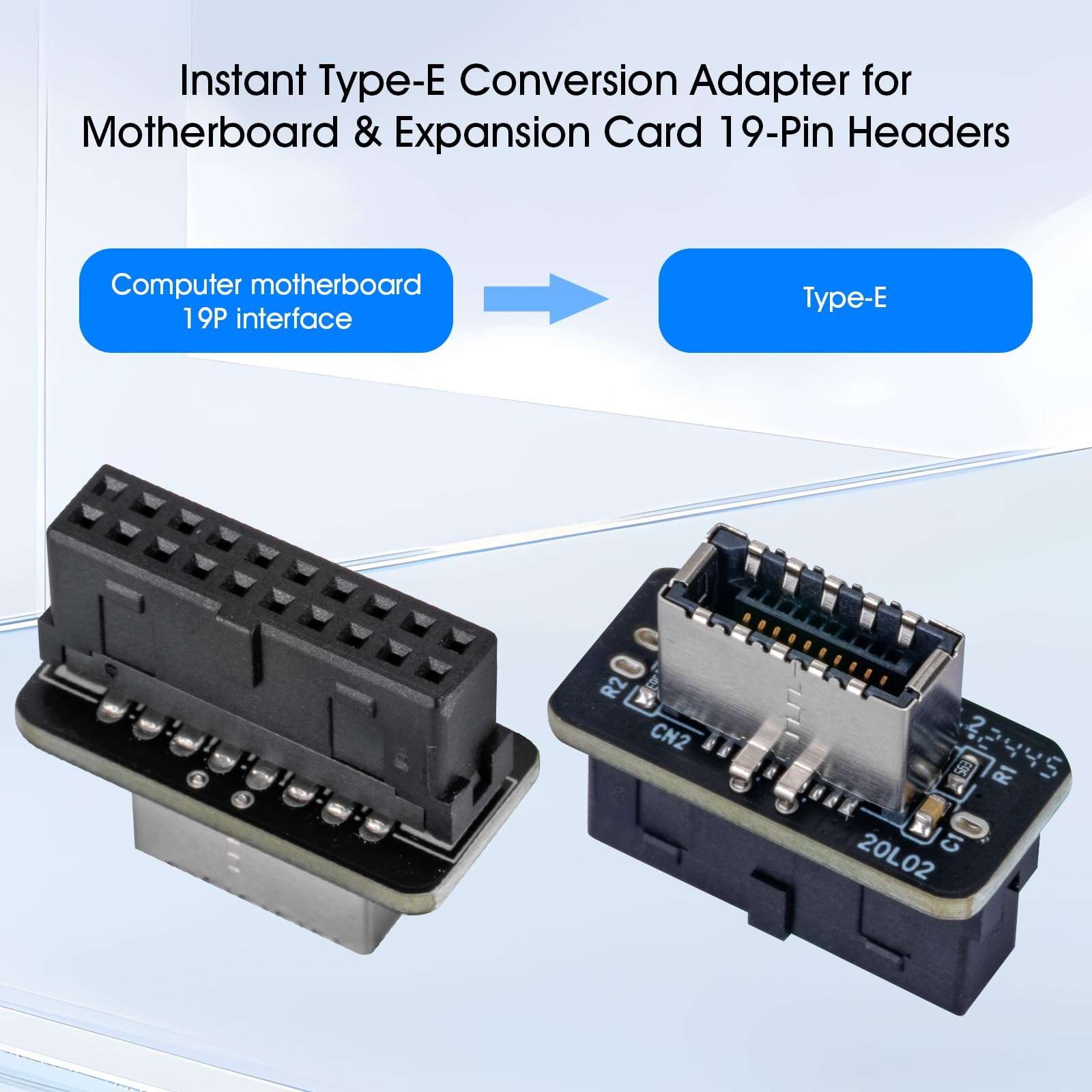 YSIUENG USB 3.2 Gen 1 to Gen 2 Header Adapter [2-Pack] – Vertical USB 3.1 Type-E Key-A to USB 3.0 20 Pin Converter for Type-C Motherboard (Up to 10Gbps) 4