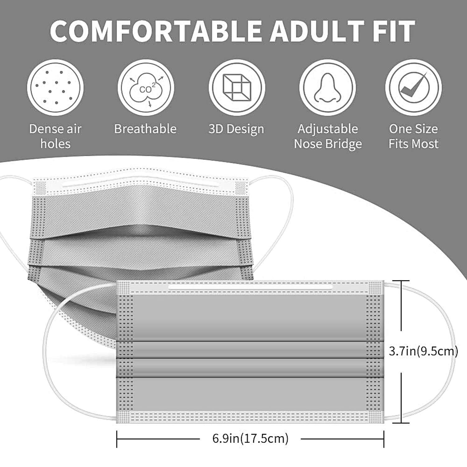 DIKANG 3 Layer Surgical Disposable Face Mask For Men | 3 Ply Disposable Surgical Non Woven fabric Mask With Nose Clip | Disposable Use And Throw Masks For Men and Women (GREY, 10), Without Valve 3