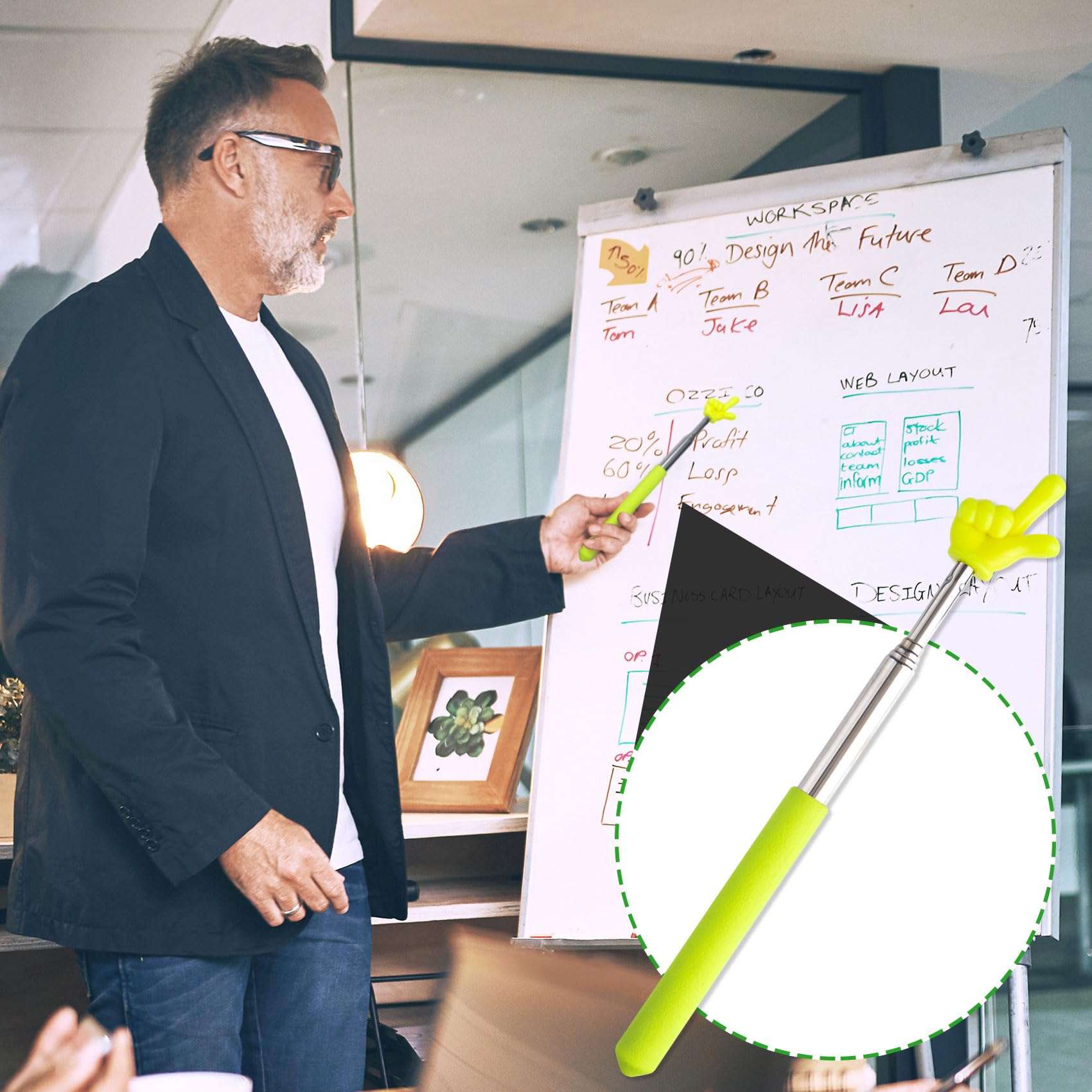 PAGOW 5 Pcs Retractable Teacher Pointer Sticks, 5 Colors Hand Pointer Stick, Student Finger Pointing Sticks, Extendable School Supplies for Reading, Classroom (Blue+Purple+Yellow+Green+Pink) 6