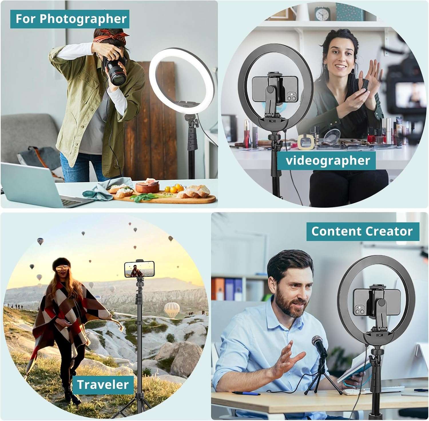 12" LED Ring Light with 62" Adjustable Tripod for iPhone, Camera & Live Streaming – Dimmable Lighting for Makeup, Video Recording, YouTube, TikTok, Photography 6