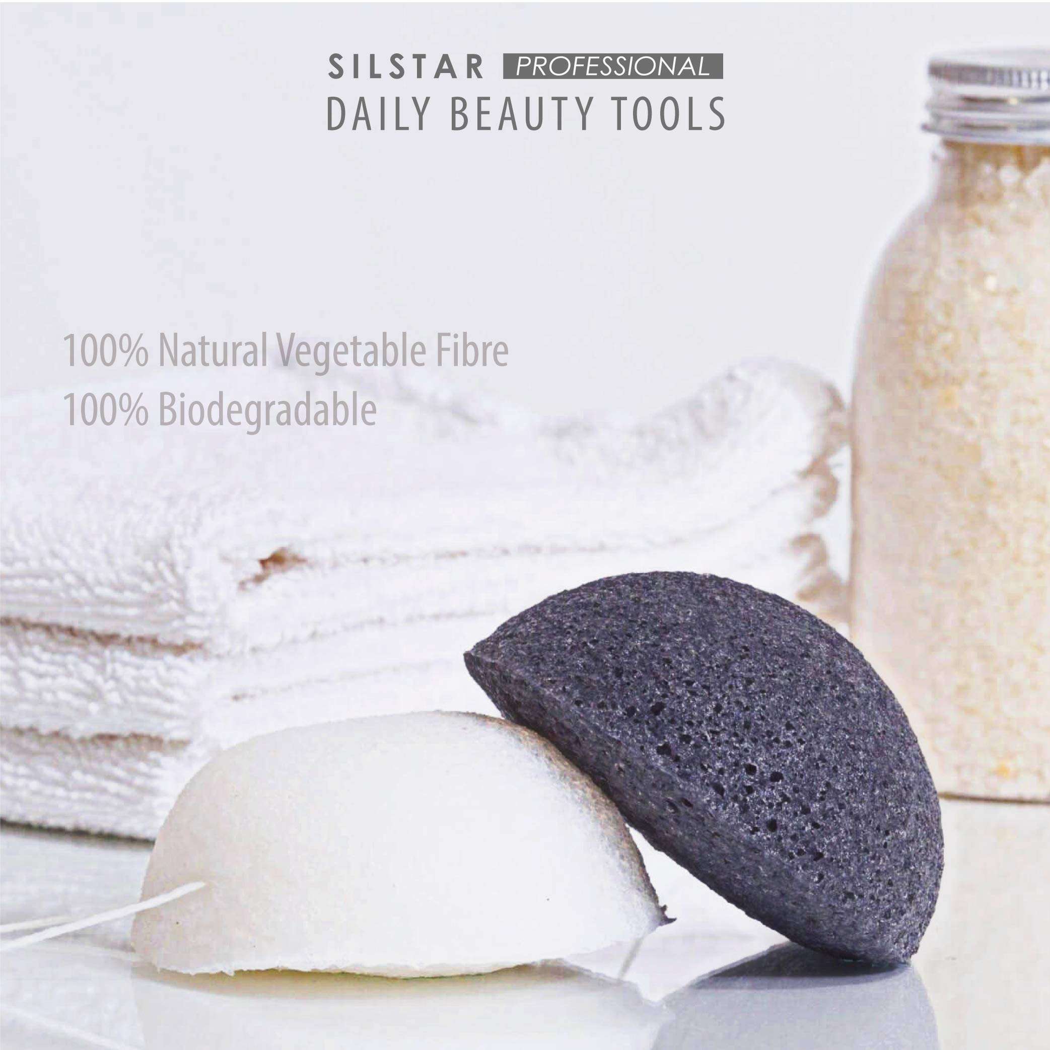 SILSTAR PROFESSIONAL KONJAC Sponge Facial Sponge Bath Sponge Amazing Cleansing for Dry OR Mature Skin - Chamomile Yellow 6