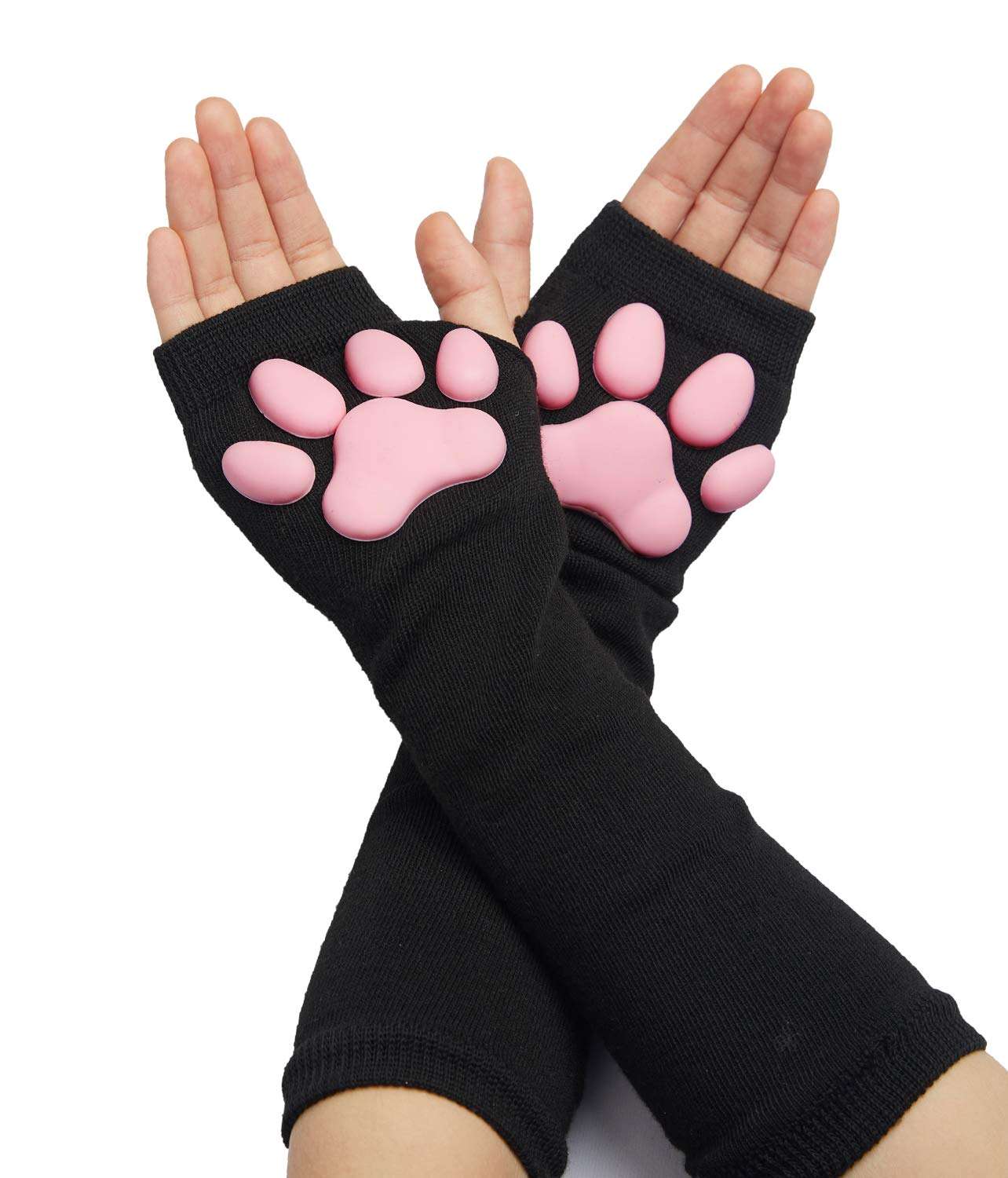 Cat Paw Thigh High Socks Golves, Cute Soft 3D Toe Beans Socks Mittens Kitten Claw Pad Stockings for Girls Women Cat Cosplay Party Costume 3