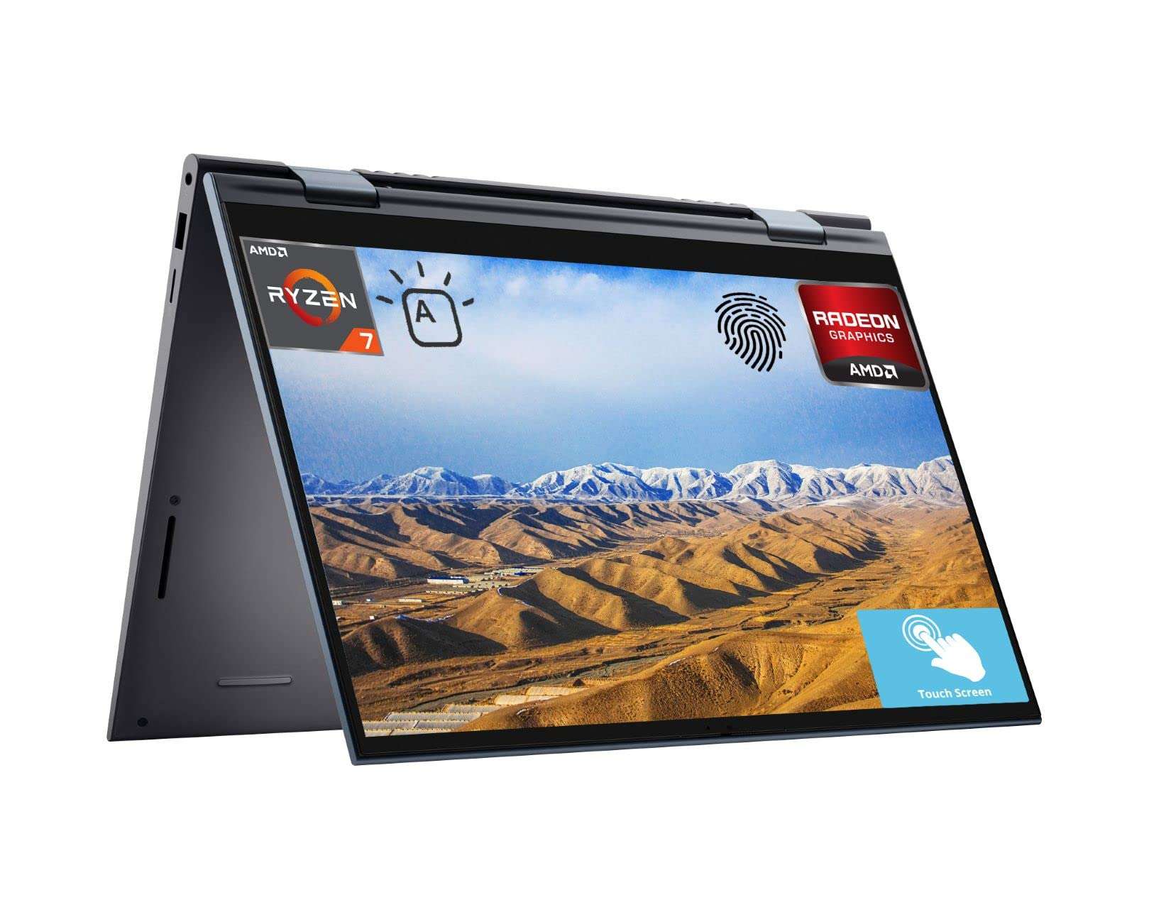 DELL Inspiron 7415 2-in-1 Touchscreen Laptop, 14" Full HD, AMD Ryzen 7 5700U (8 cores), 32GB RAM, 2TB PCIe SSD, HDMI, WiFi 6, FP Reader, Backlit KB, Windows 11 Home, Blue 1