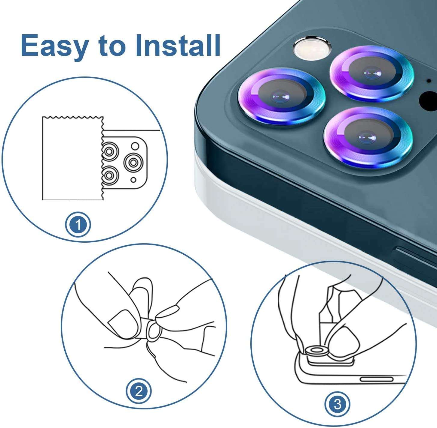 LOXXO® Camera Lens Screen Protector Designed for iPhone 11 (6.1) Camera Protection Tempered Glass,High Definition Anti-Scratch/Dust (iPhone 11, Rainbow) 5