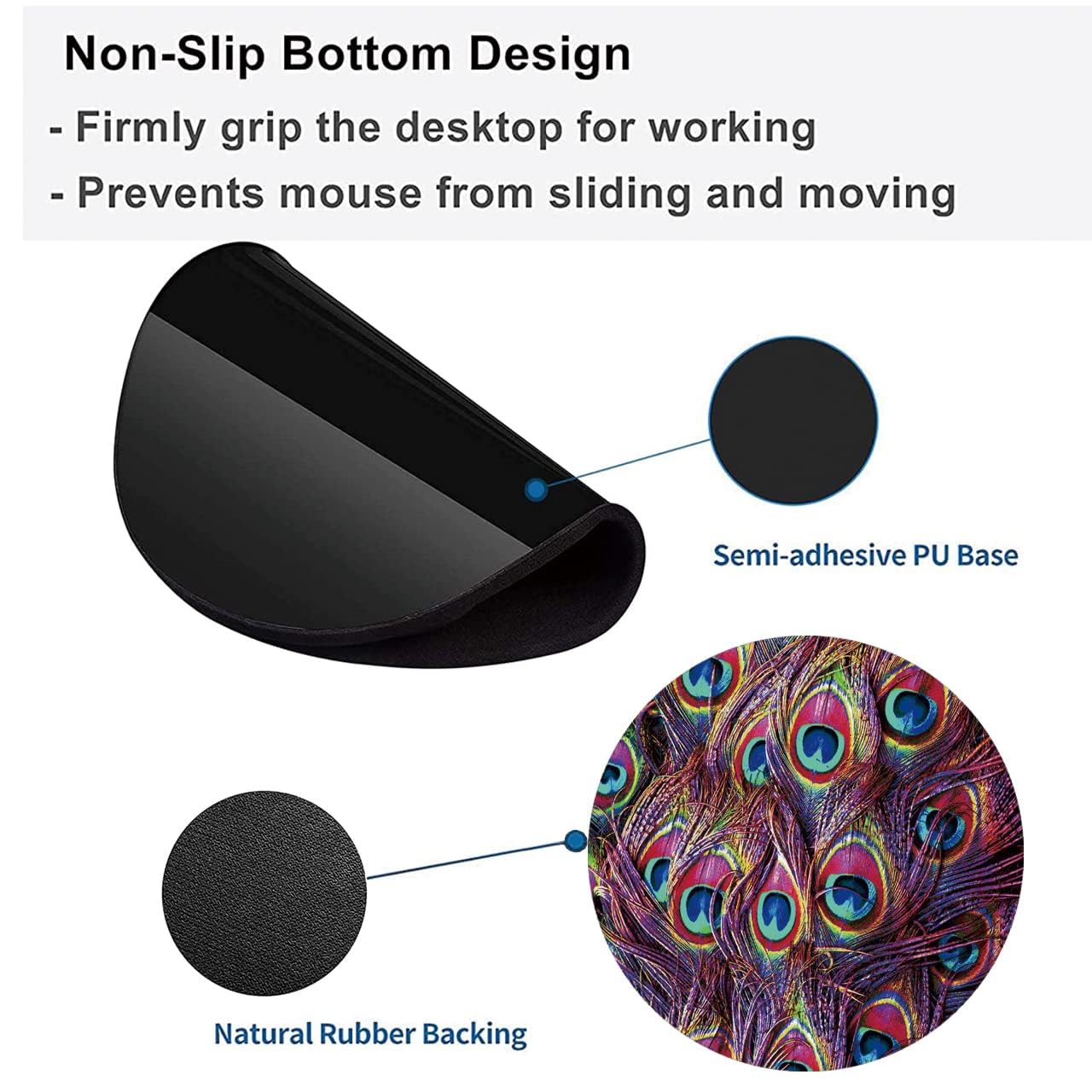 ZHUHEHEAH Mouse Wrist Rest and Keyboard Wrist Rest Pad + Coaster Set, Non-Slip Rubber Base Smooth Surface Ergonomic Gaming Mouse Pad for Easy Typing and Pain Relief,Feather 5