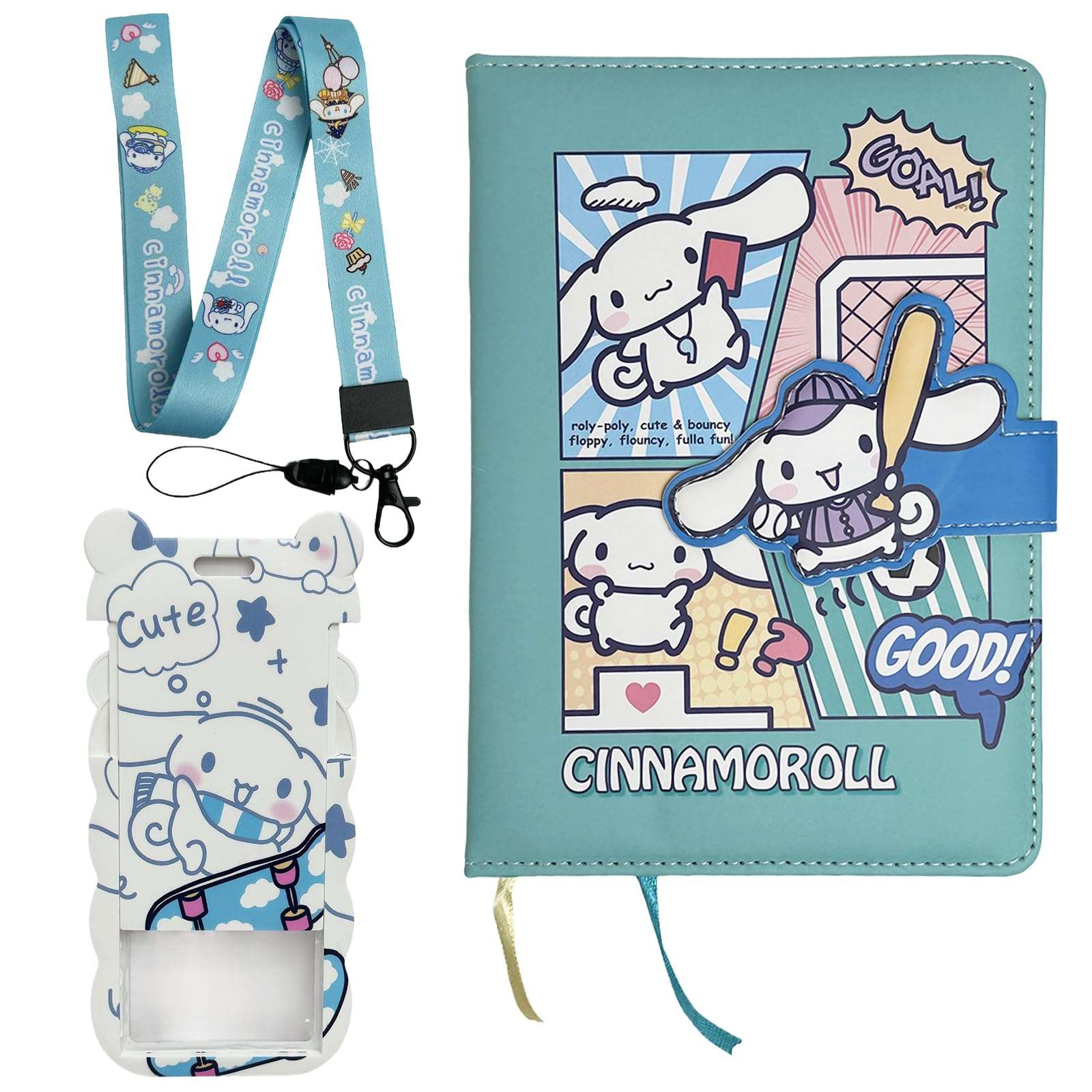 Cute White Dog Notebook Kit with a Badge Holder and Lanyard for Girls, Hardcover Notebook Stationery Gifts for Kids Students, Office School Supplies Planner 1