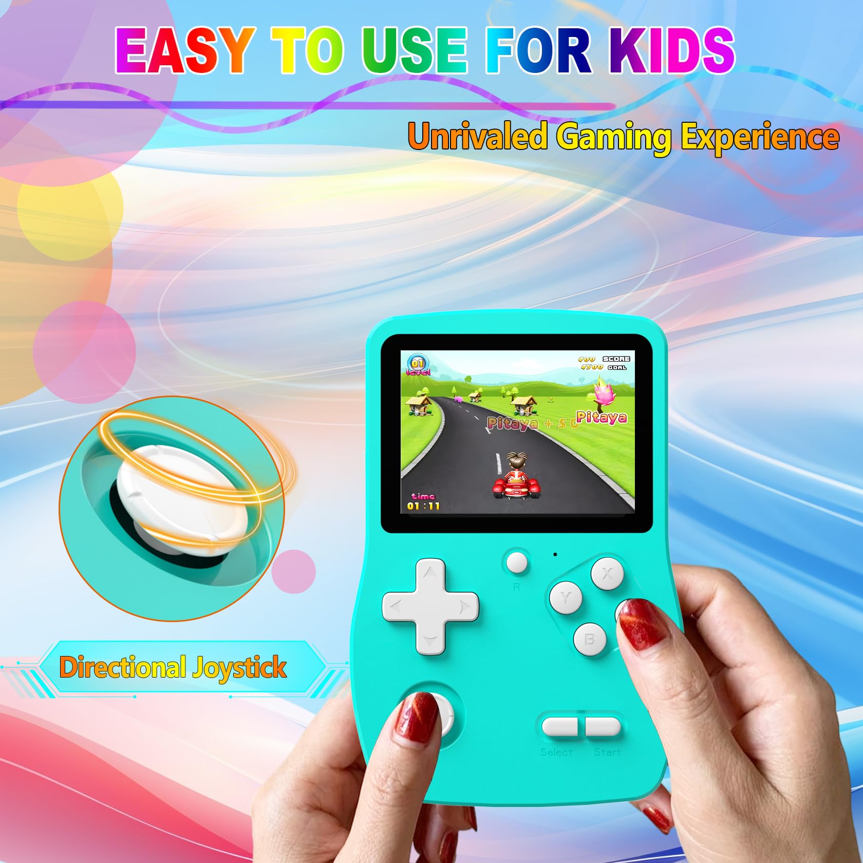 CULAGEiMI 32 Bit Handheld Games for Kids,3.0'' IPS HD Screen and Built in 139 Video Games,Rechargeable Portable Electronic Gaming Player Toys for Ages 4-14,Boys Girls Xmas Birthday Gift (Cyan) 5